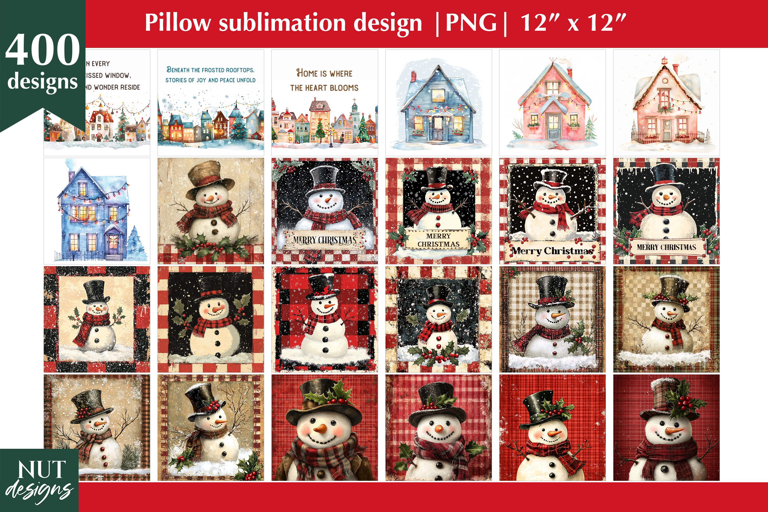 Christmas animals, Santa Claus, Christmas pillow Bundle view 3