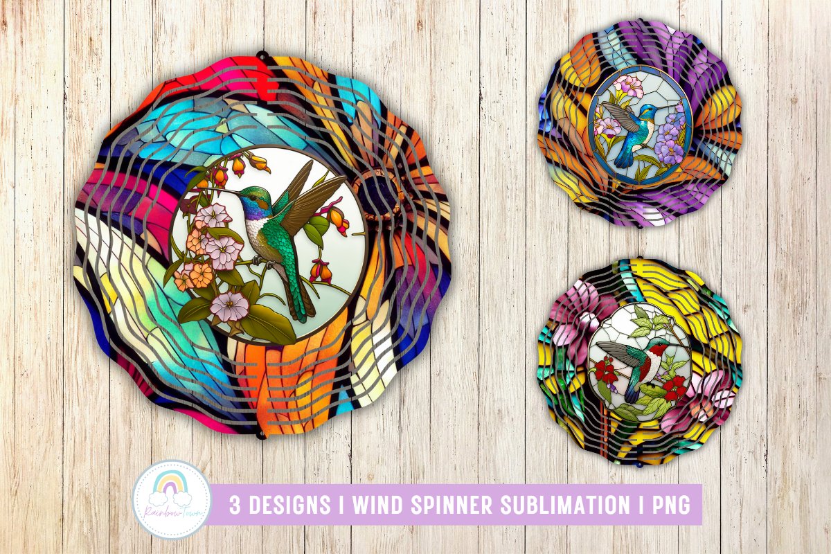 BUNDLE I 30 Stained Glass Wind Spinner Sublimation Designs view 3