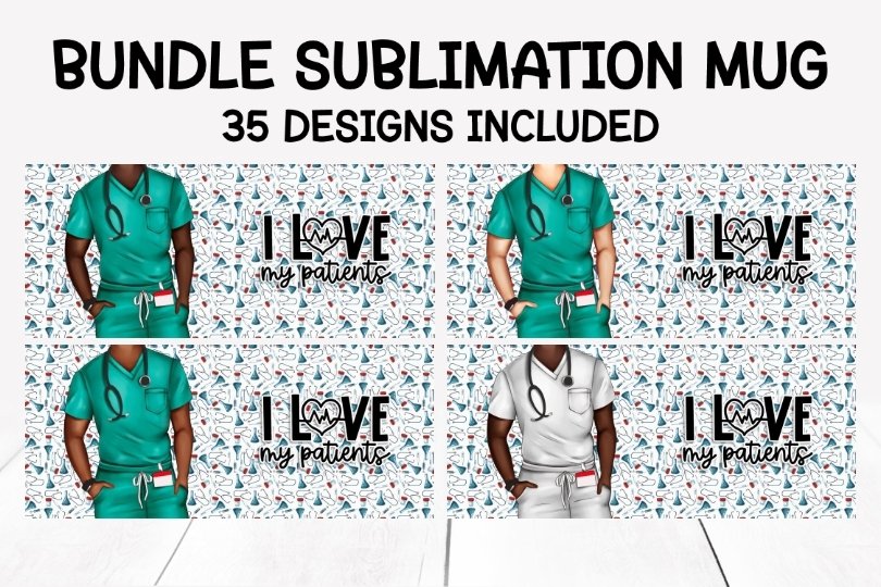 Bundle 35 nurse and doctor sublimation mug designs view 3