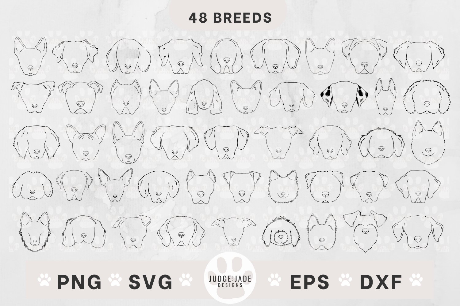 Dog Face Outline SVG Bundle - 48 Breeds