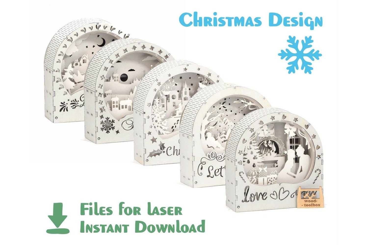 Christmas Nightlights 5 pieces - laser files. Shadowbox
