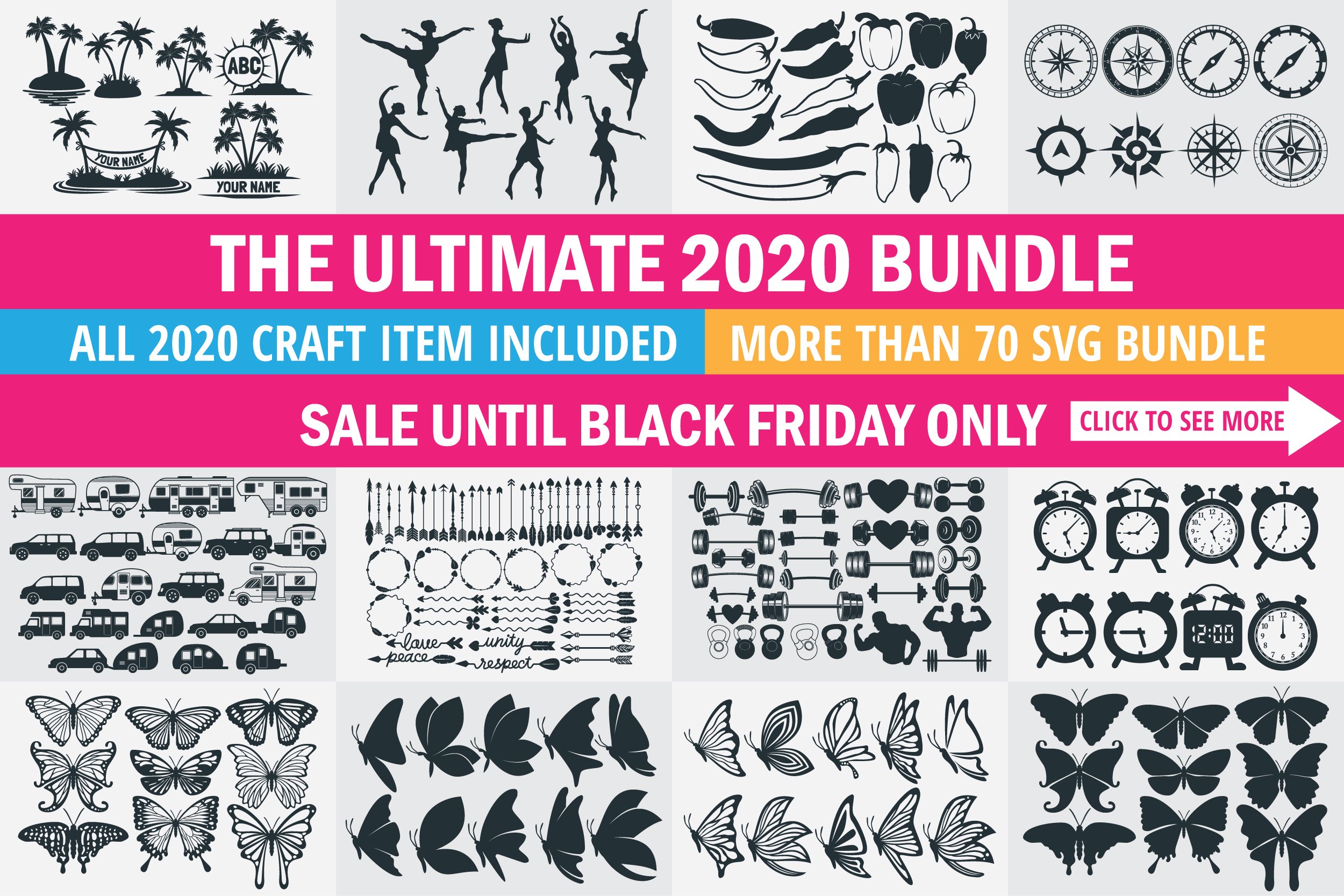 The ultimate 2020 SVG craft sale big bundle view 2