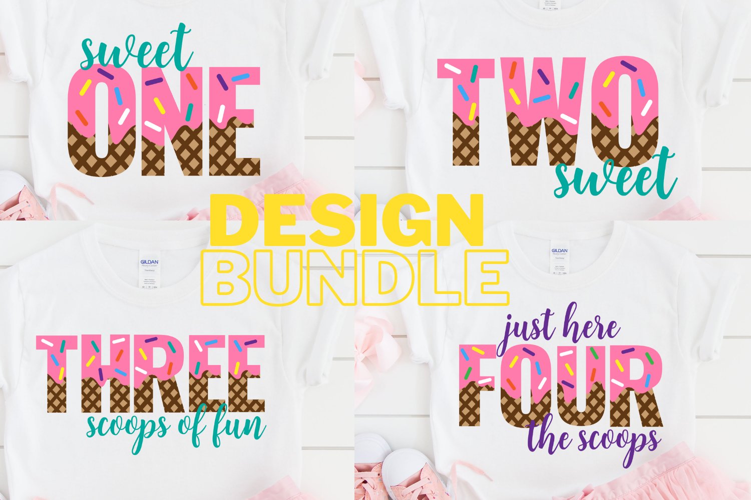 Ice Cream Birthday 1-4 Bundle, Ice Cream Birthday svg