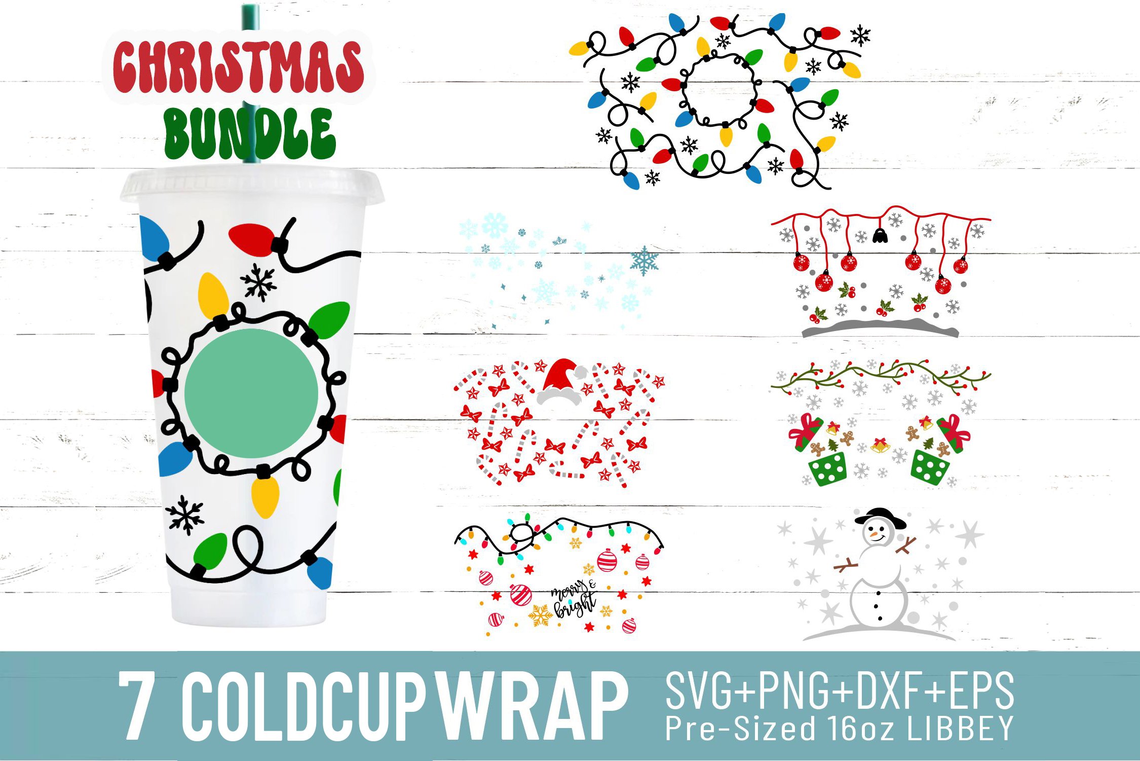 24oz Christmas Starbucks Cold Cup Svg Bundle, Winter, Snow
