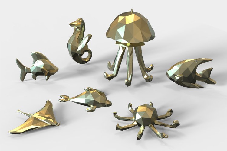 7 Nautical Charm 3D Printing Model Set view 3