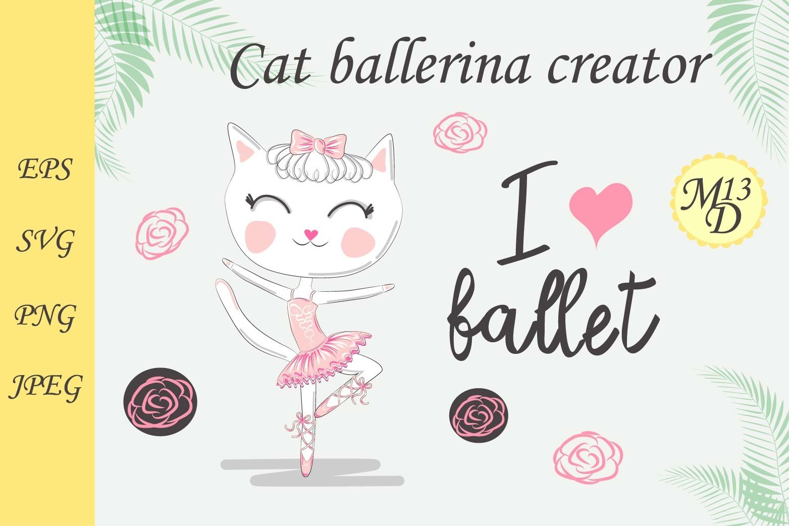 Cat ballerina creator. Composition with ballet shoes