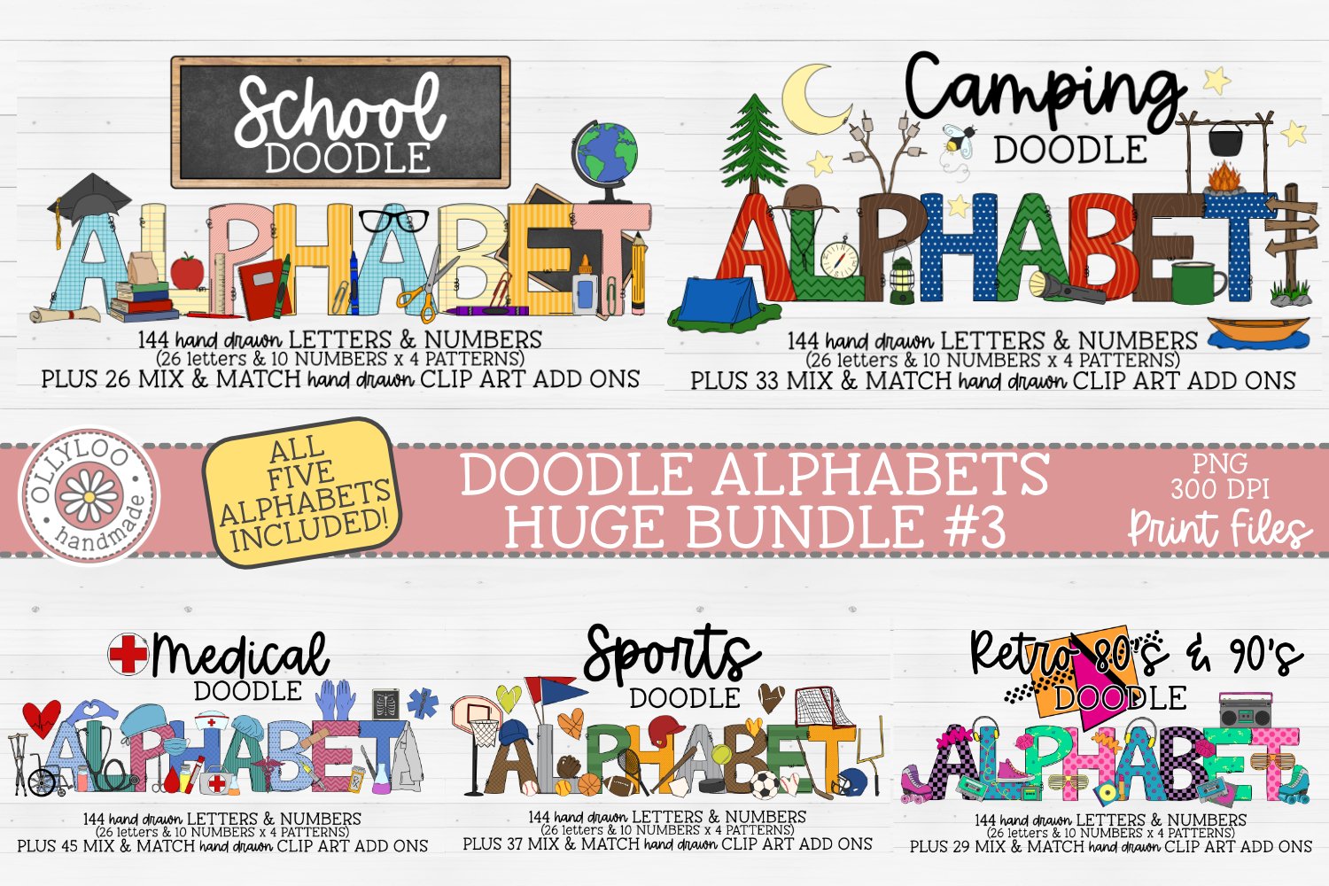 Mega Doodle Alphabet Bundle with Hand Drawn Clipart #3