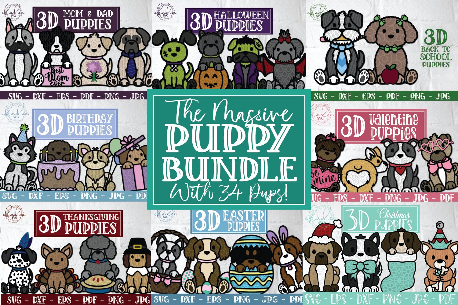 The Massive Puppy Bundle, 3D Puppies, Christmas, Valentines