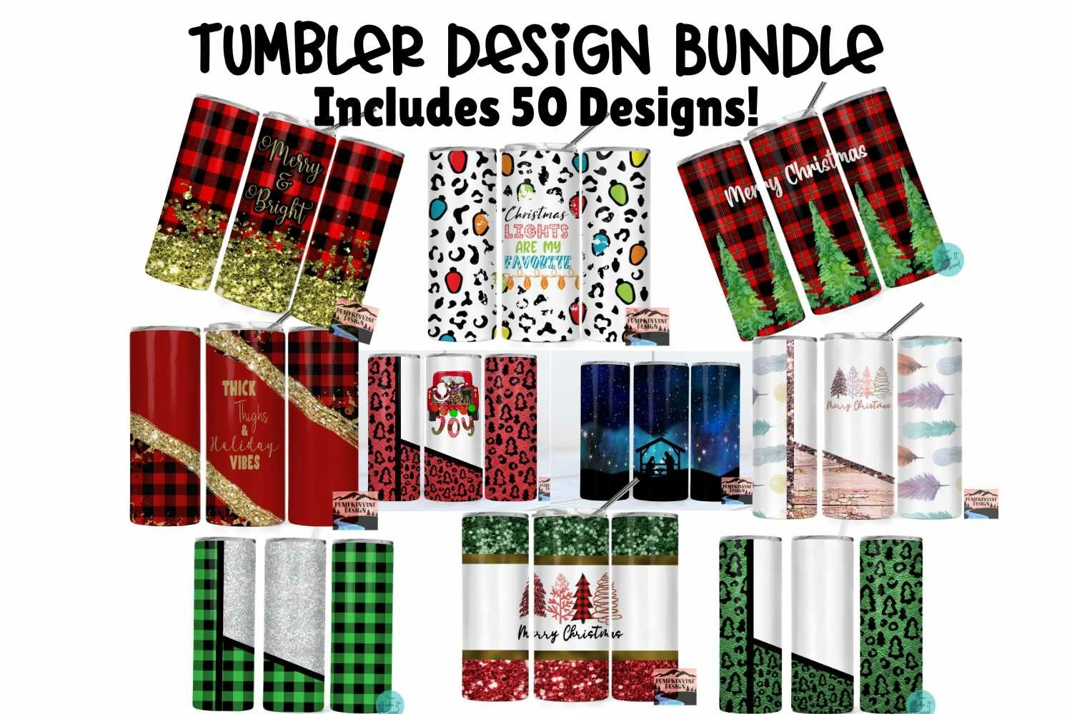 Huge Sublimation Tumbler Bundle! 50 Designs for Christmas! view 2