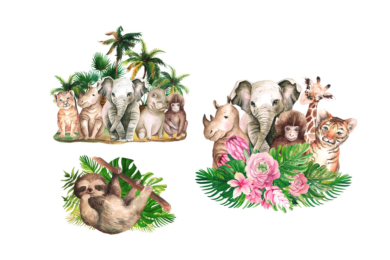 Watercolor Cute Animals Sublimation Bundle|Kids Print view 2