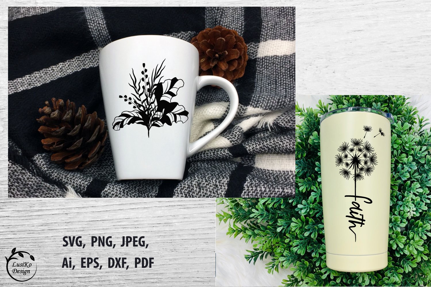 Floral bundle svg png flower dandelion sunflower rose print view 3