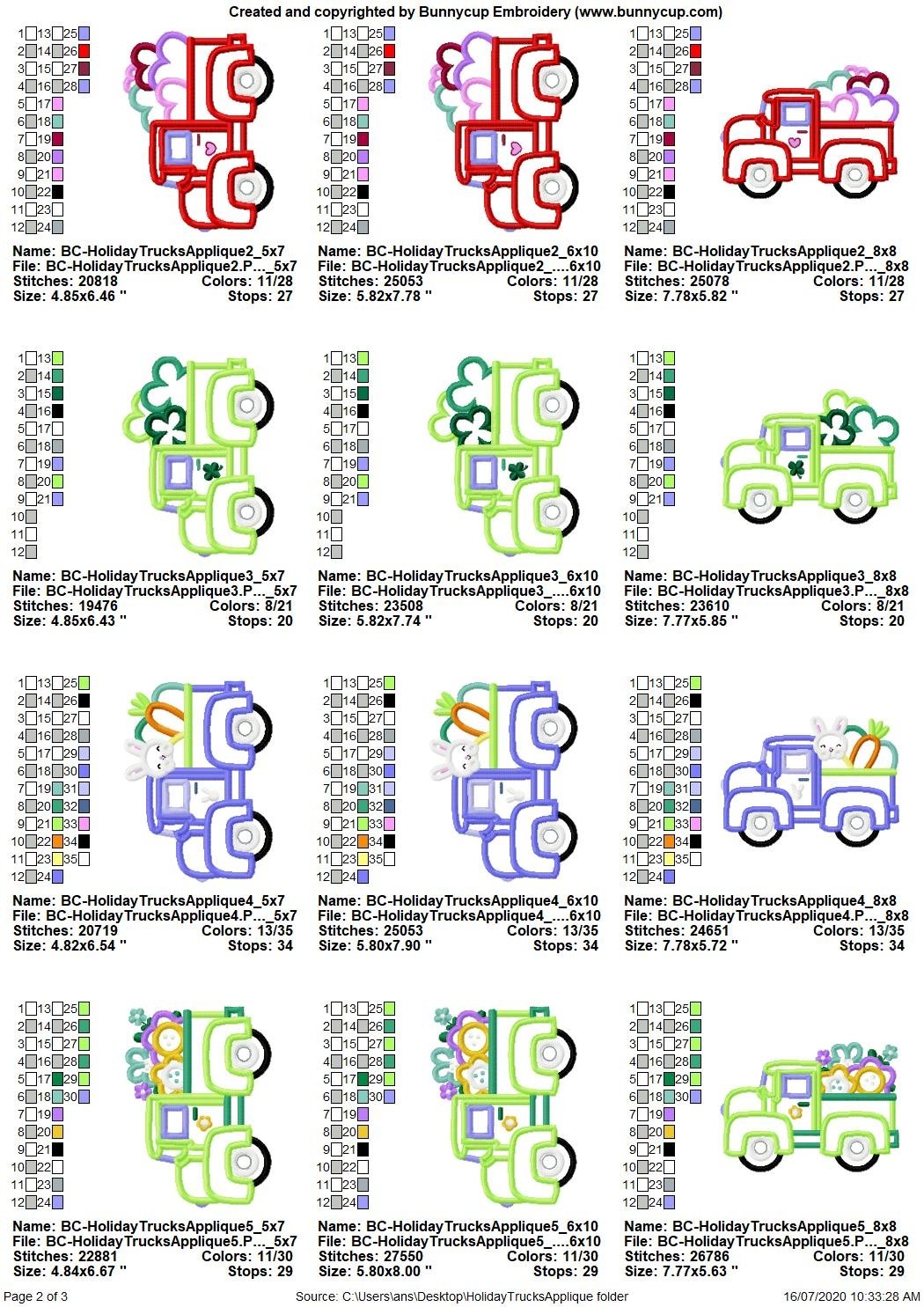 Holiday Trucks Applique Embroidery Designs view 3