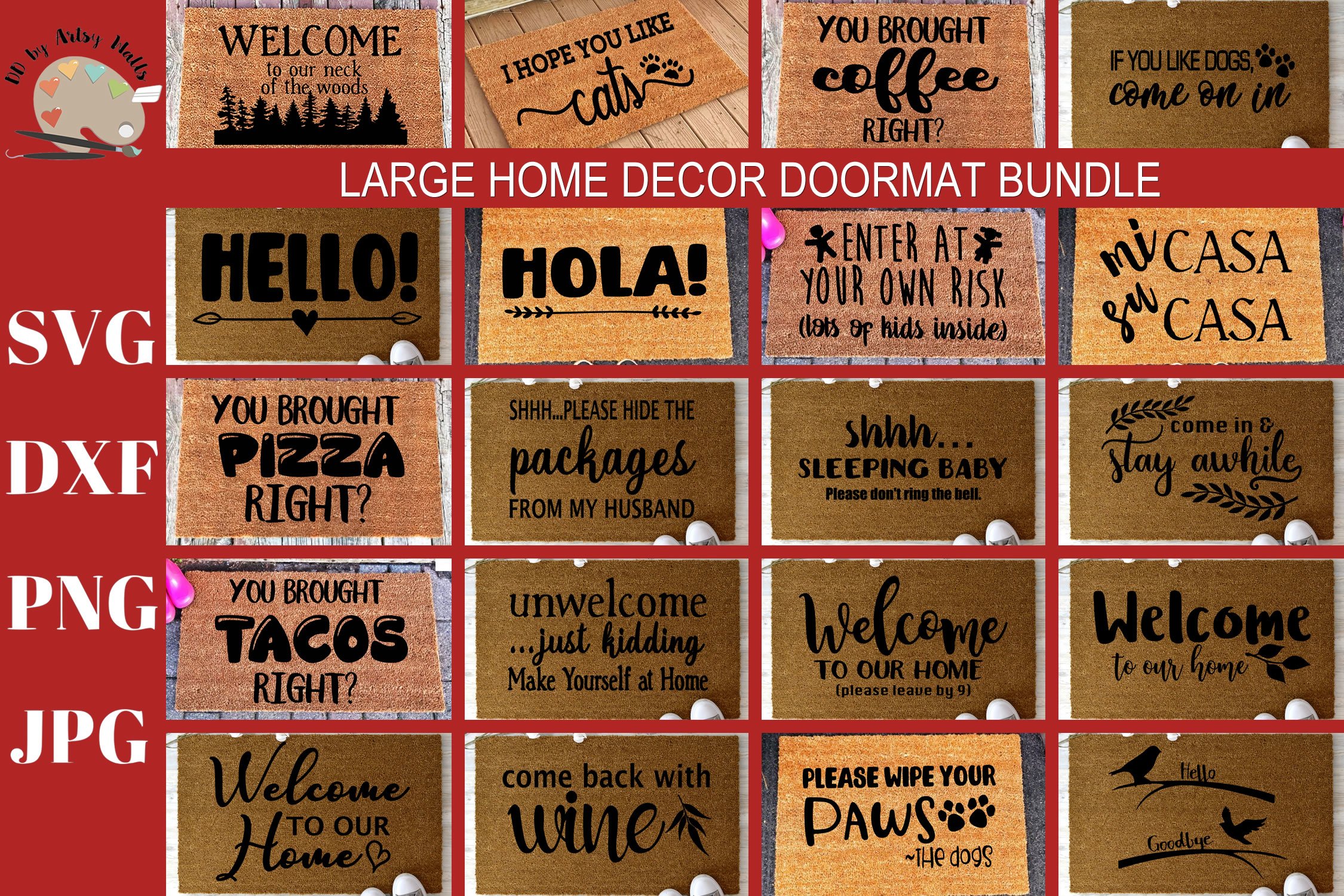 DIY Doormat Bundle Welcome Funny Doormat SVG DXF PNG JPG