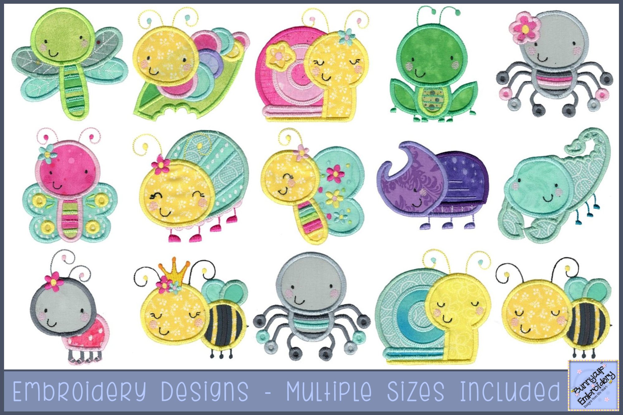 Cuddle Bug Too Applique| Bug Applique Embroidery Designs