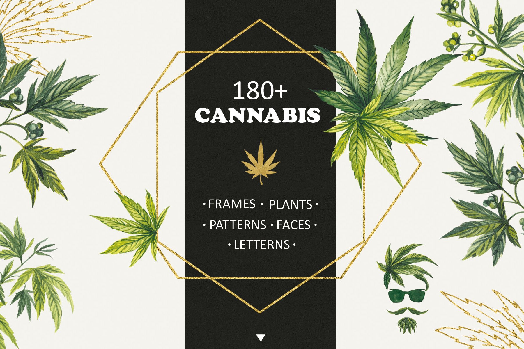 Watercolor Botanical Cannabis sublimation, marihuana PNG