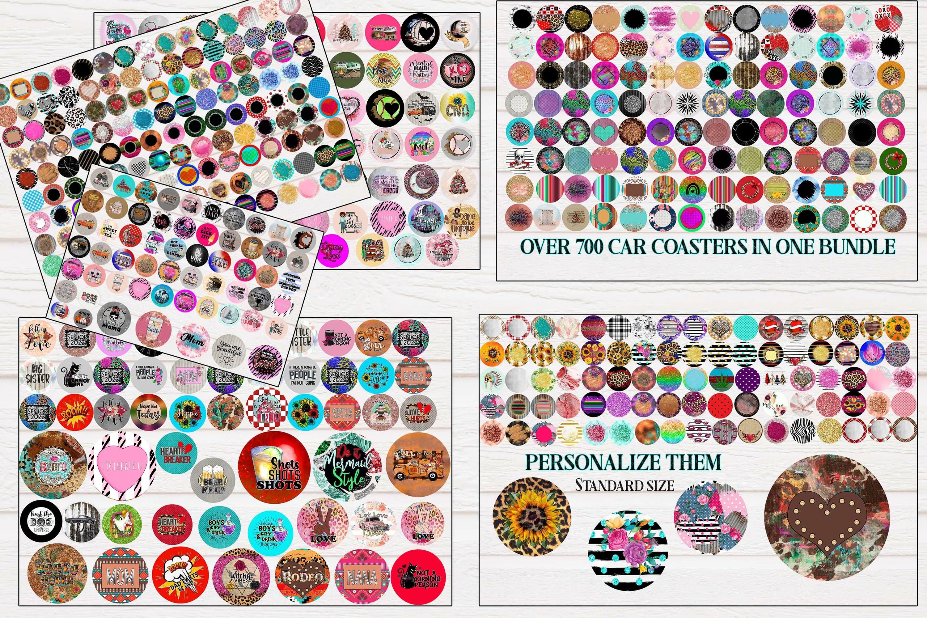 HUGE Car Coaster Bundle Over 700 PNG Files Included view 2