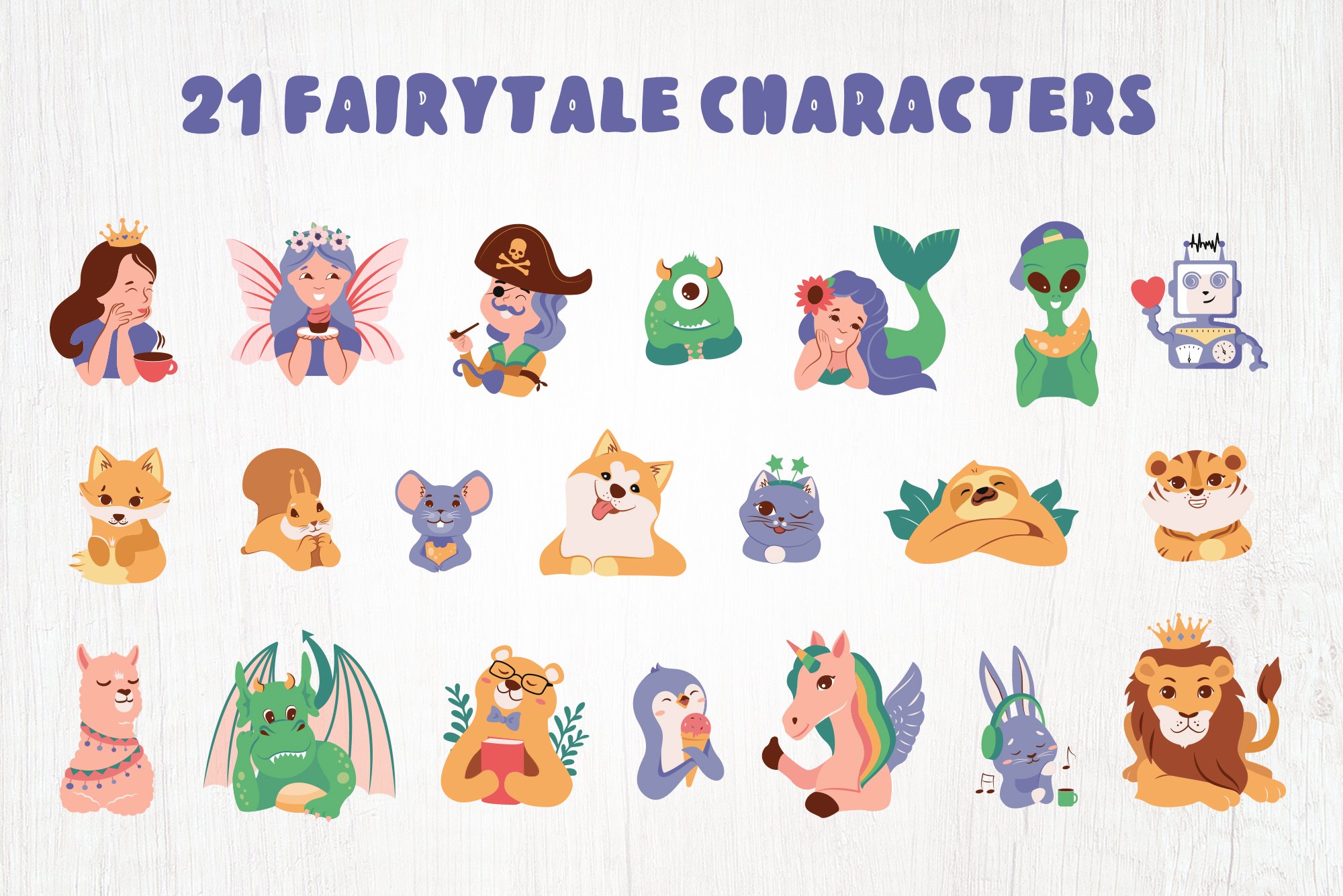 Kid names   characters bundle. Cartoon stickers, badges view 3
