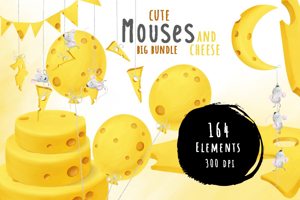 Mouses and cheese. Full scrapbook kit