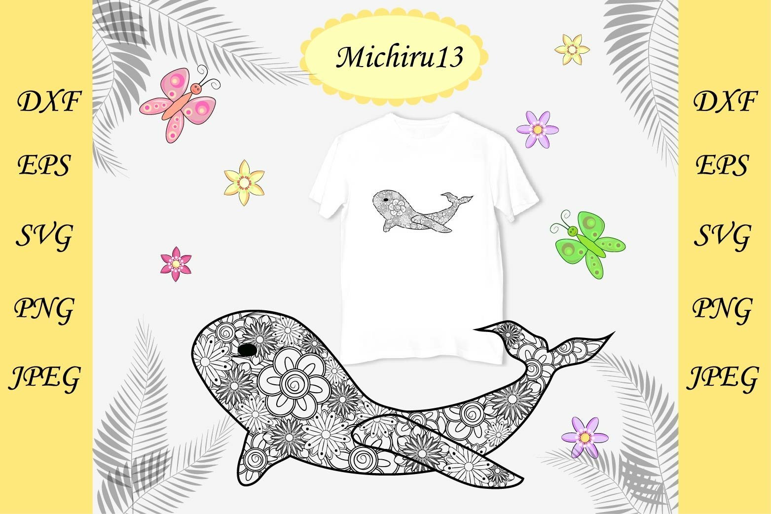 29 in 1! Sea silhouette zentangle with flower view 2