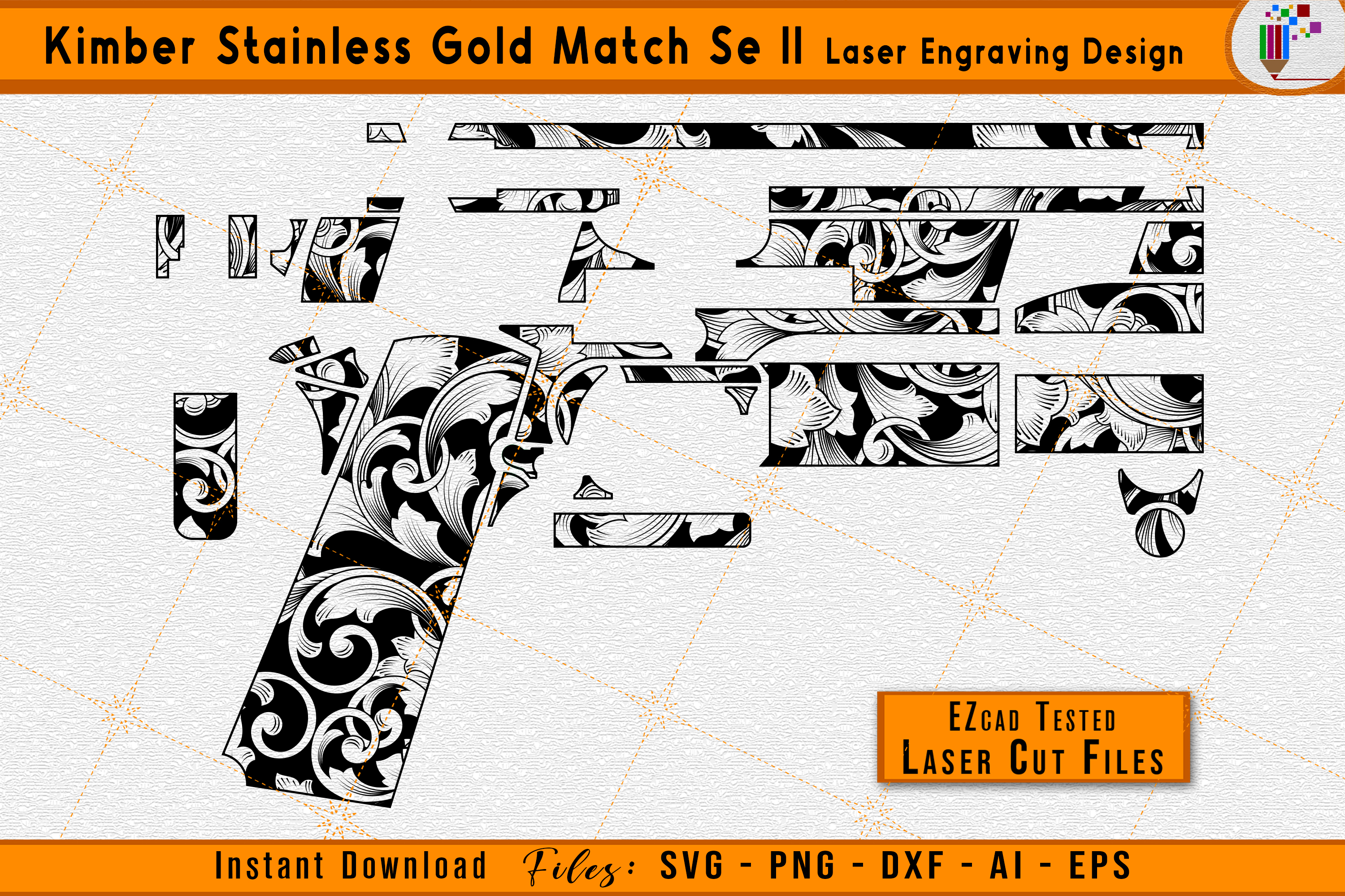 Kimber Stainless Gold Match SE II Laser Engraving Design
