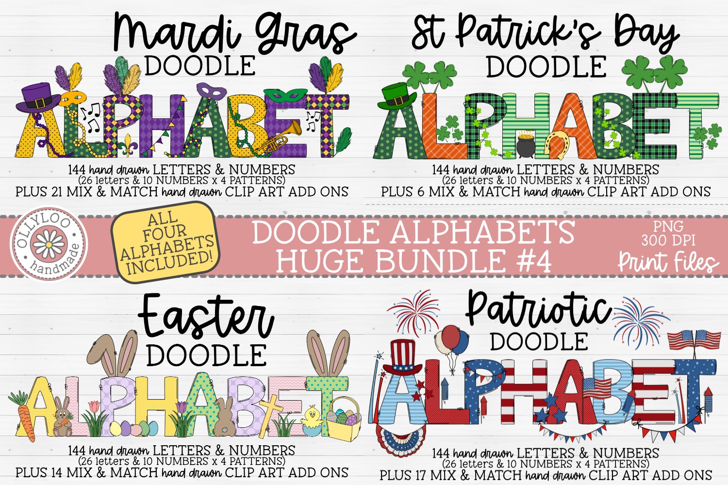 Mega Doodle Alphabet Bundle with Hand Drawn Clipart #4
