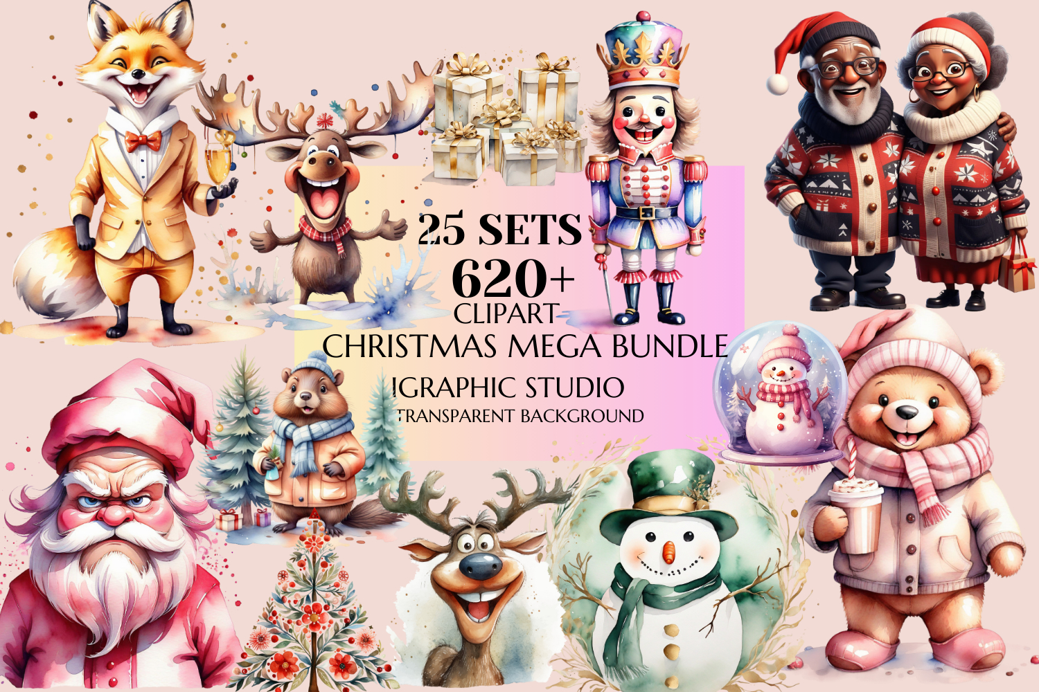 Christmas Mega Bundle, Xmas Clipart, Winter Clipart Bundle
