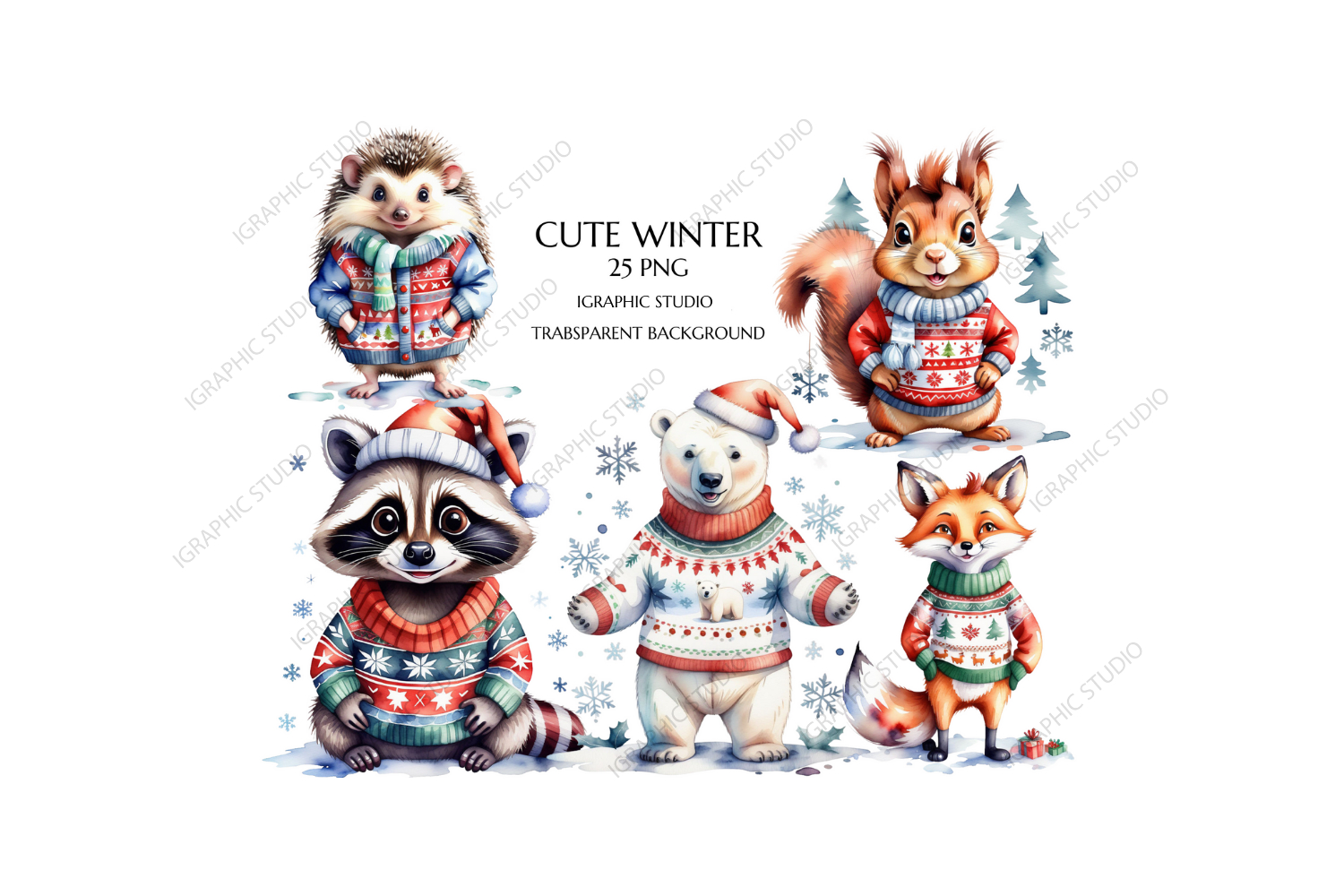 Christmas Mega Bundle, Xmas Clipart, Winter Clipart Bundle view 2