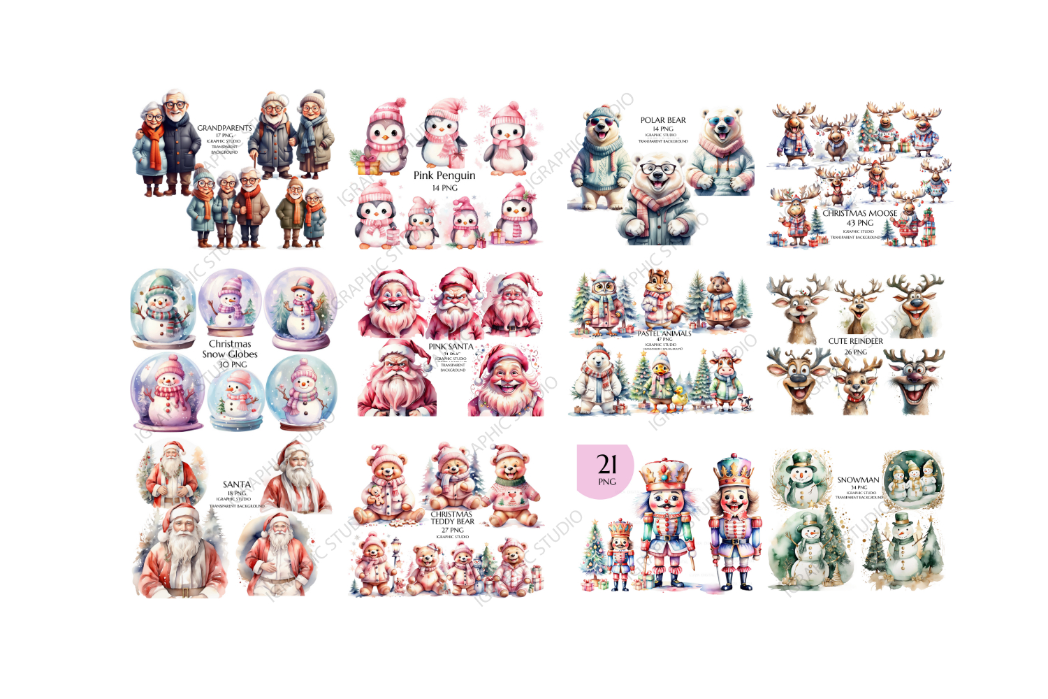 Christmas Mega Bundle, Xmas Clipart, Winter Clipart Bundle view 3