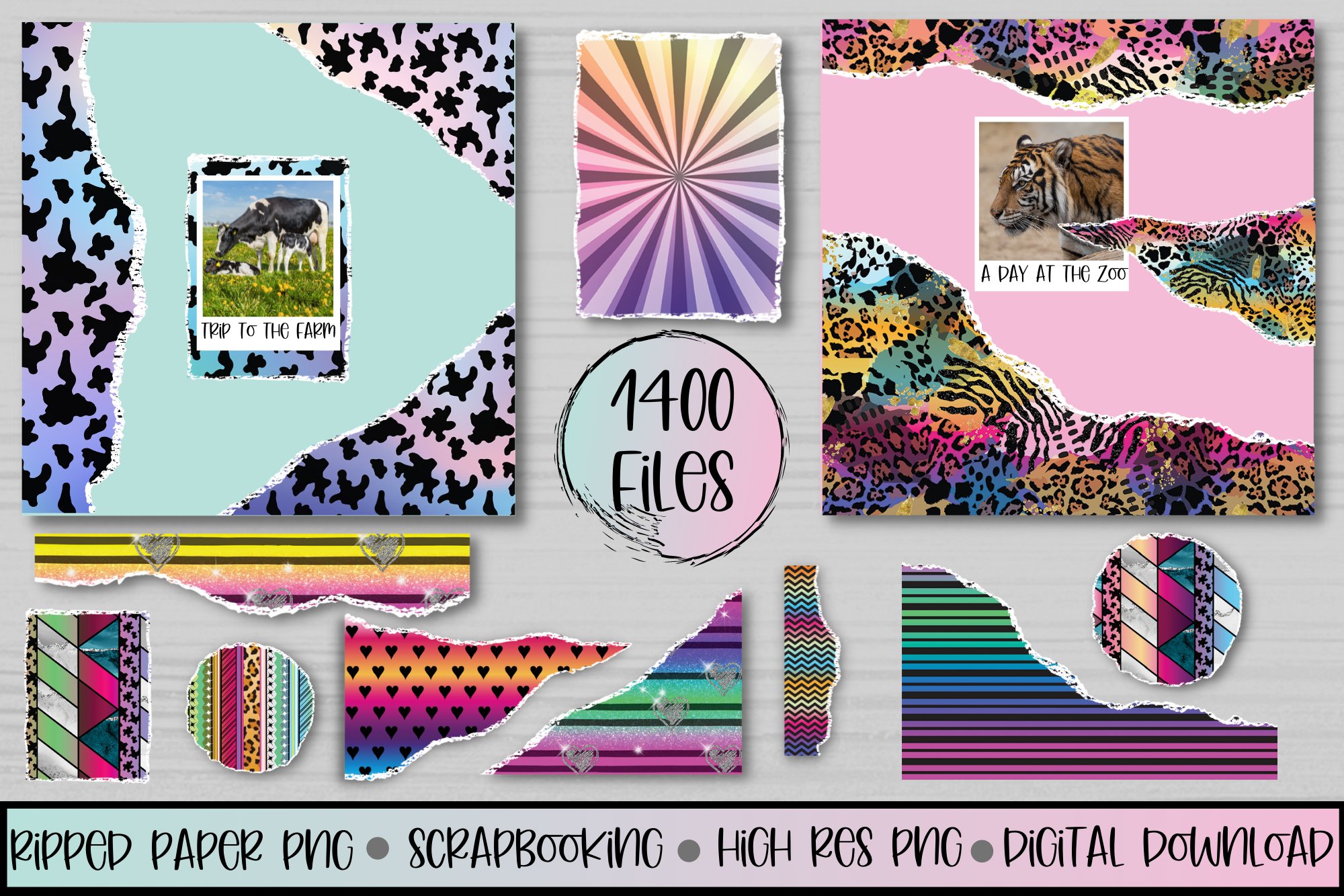 Scrapbook Paper Pack Bundle, Scrapbook Borders, page layouts
