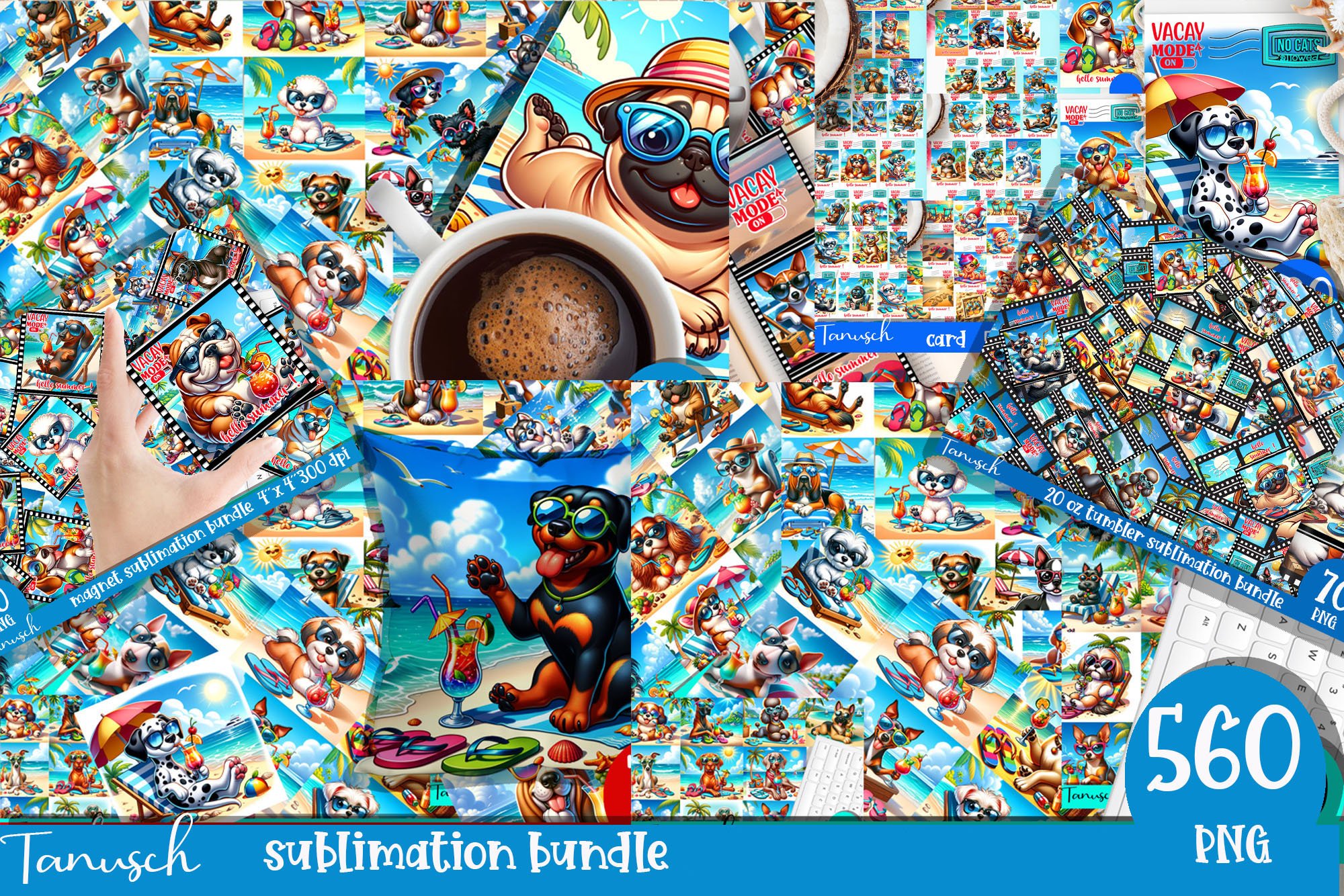 funny holiday dogs mega bundle sublimation / vacay mode on