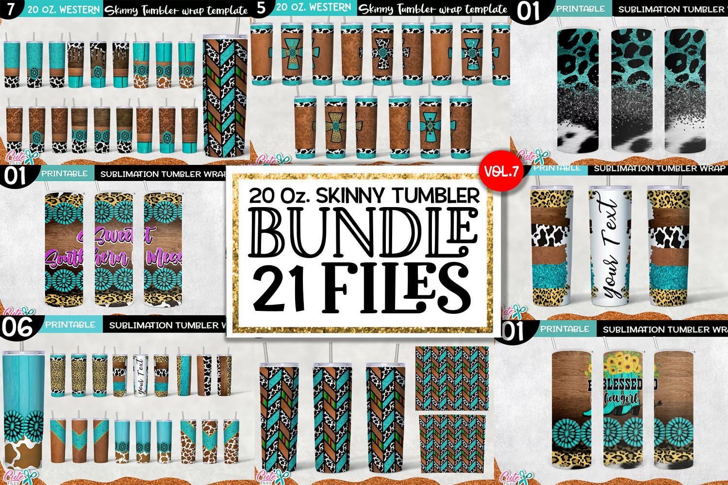 Western 20 Oz. Skinny Tumbler Huge Bundle vol 7