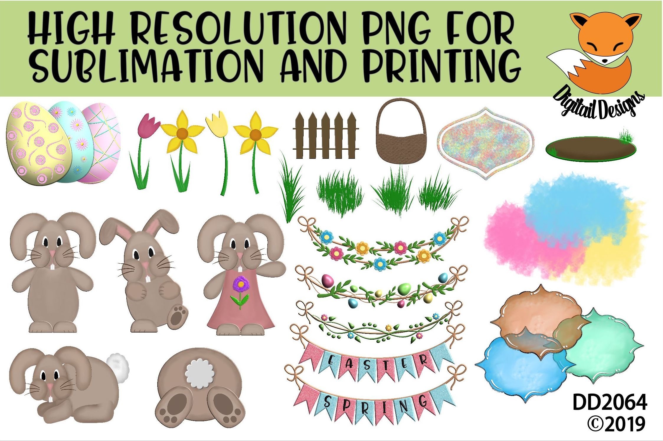 Spring Easter Elements PNG for Sublimation