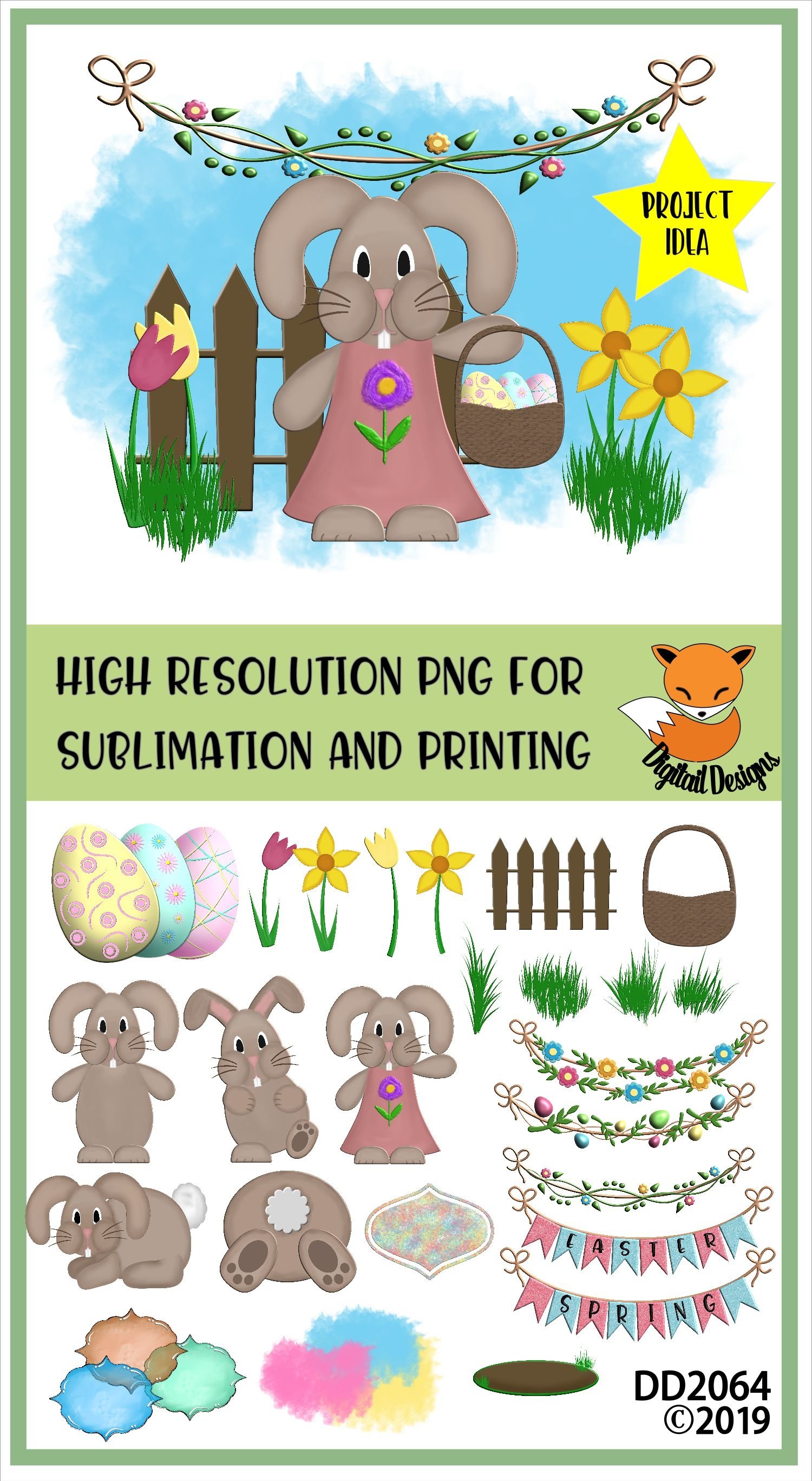 Spring Easter Elements PNG for Sublimation view 2