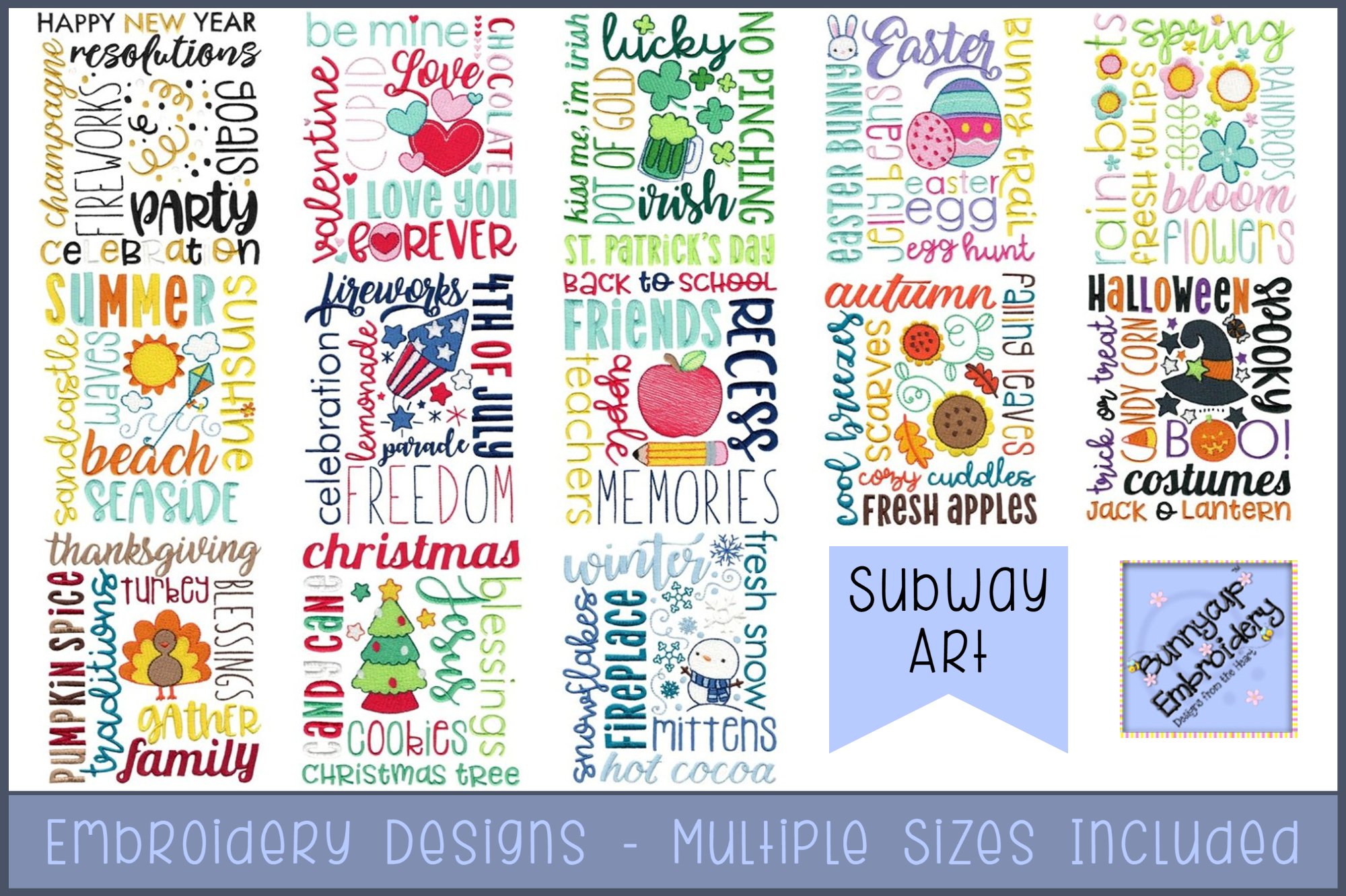 Subway Art - 13 Machine Embroidery Designs