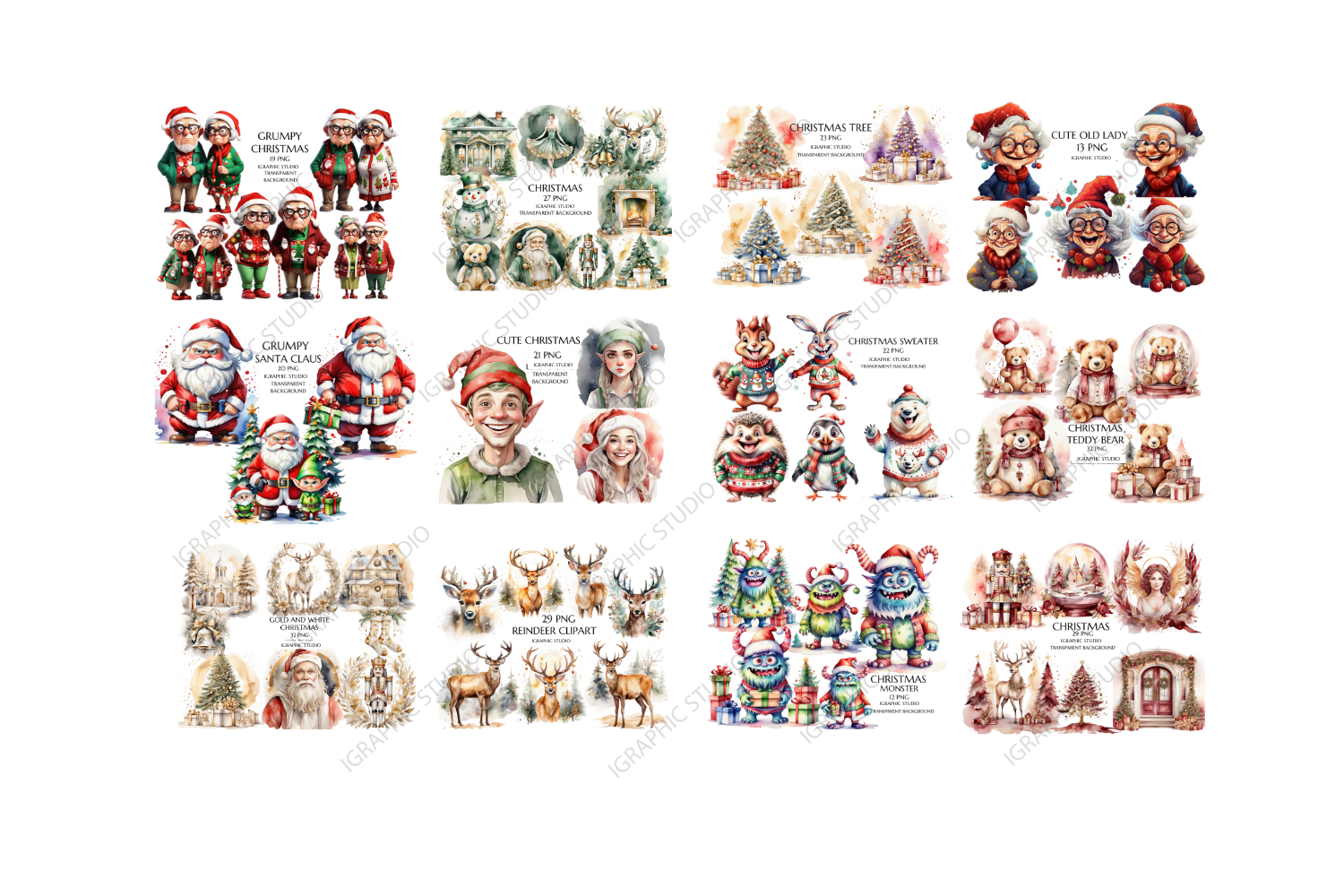 Christmas Mega Bundle, Xmas Clipart, Winter Clipart Bundle view 3