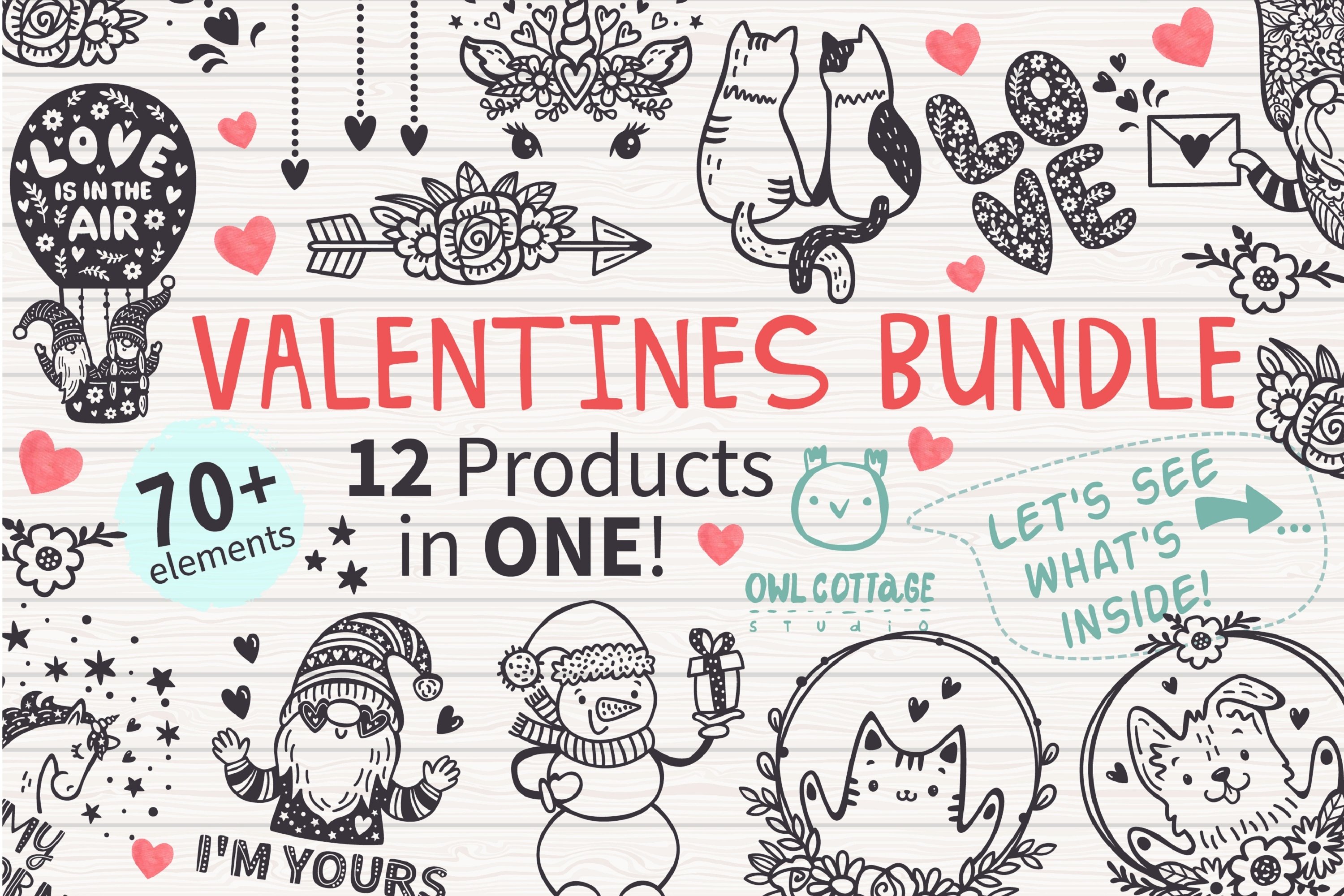 VALENTINES day svg BUNDLE , Valentine Clipart, Valentines D