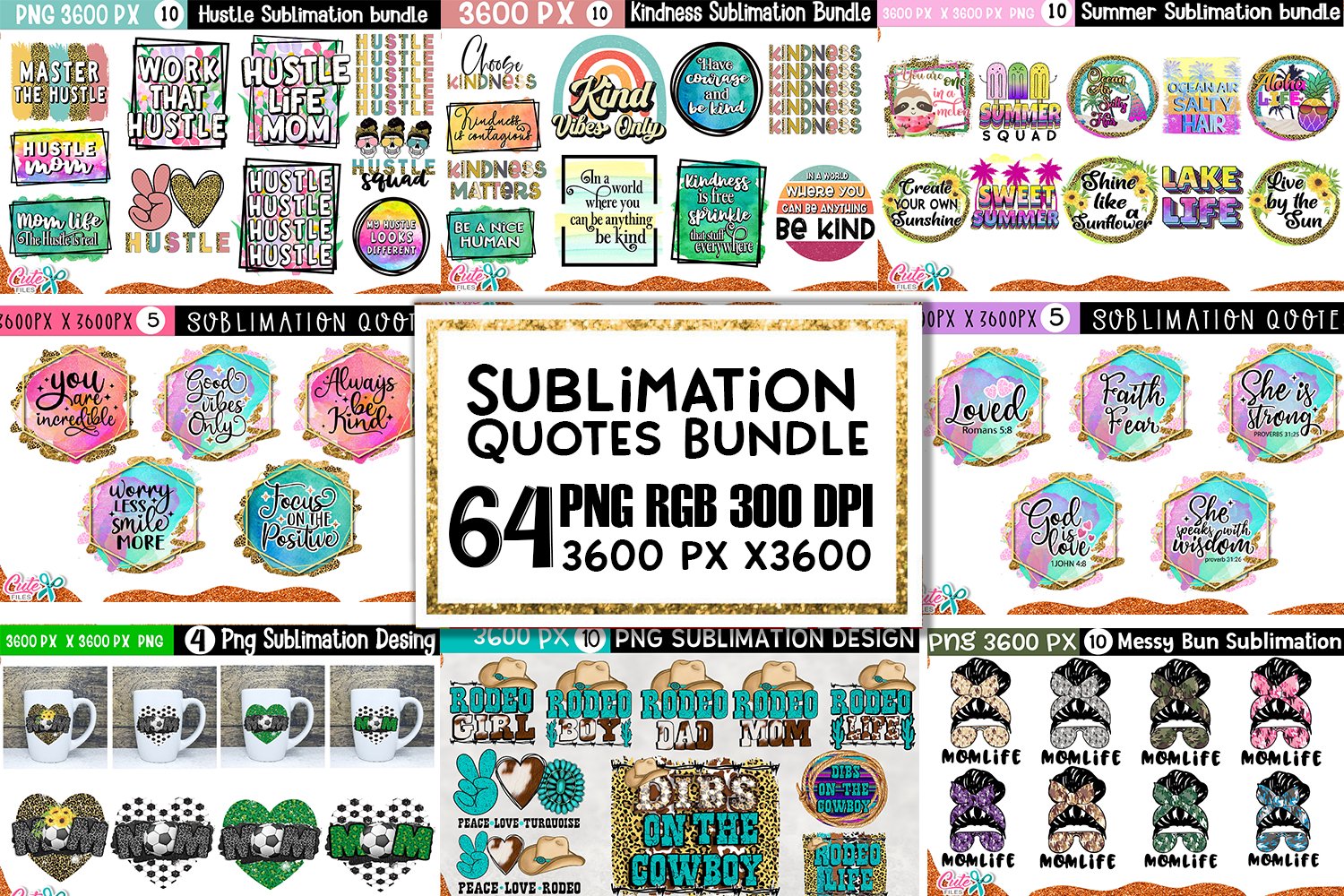 Sublimation Quotes Bundle Vol.2|64 designs