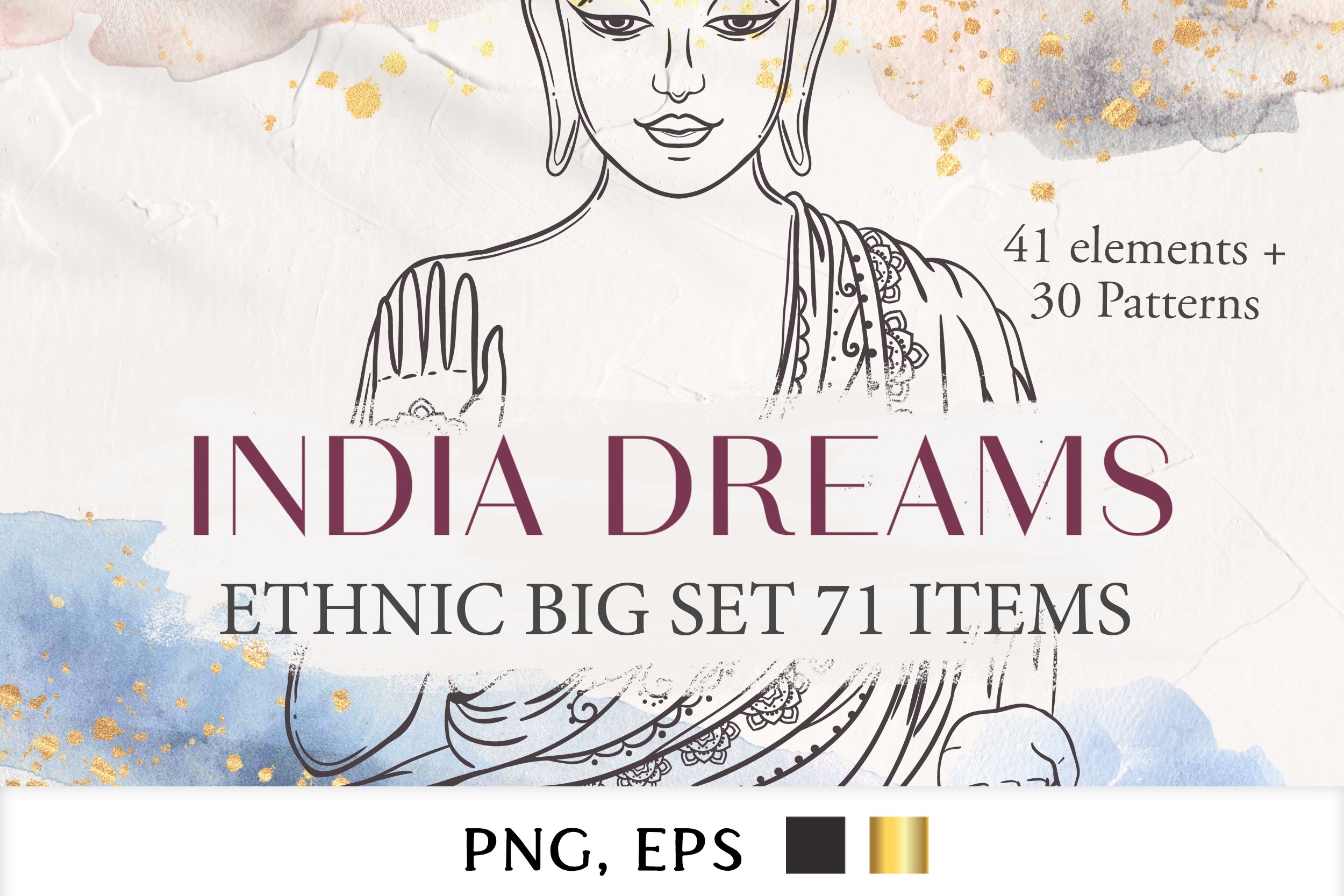 Yoga Bundle, India symbols, Yoga clipart, meditation art