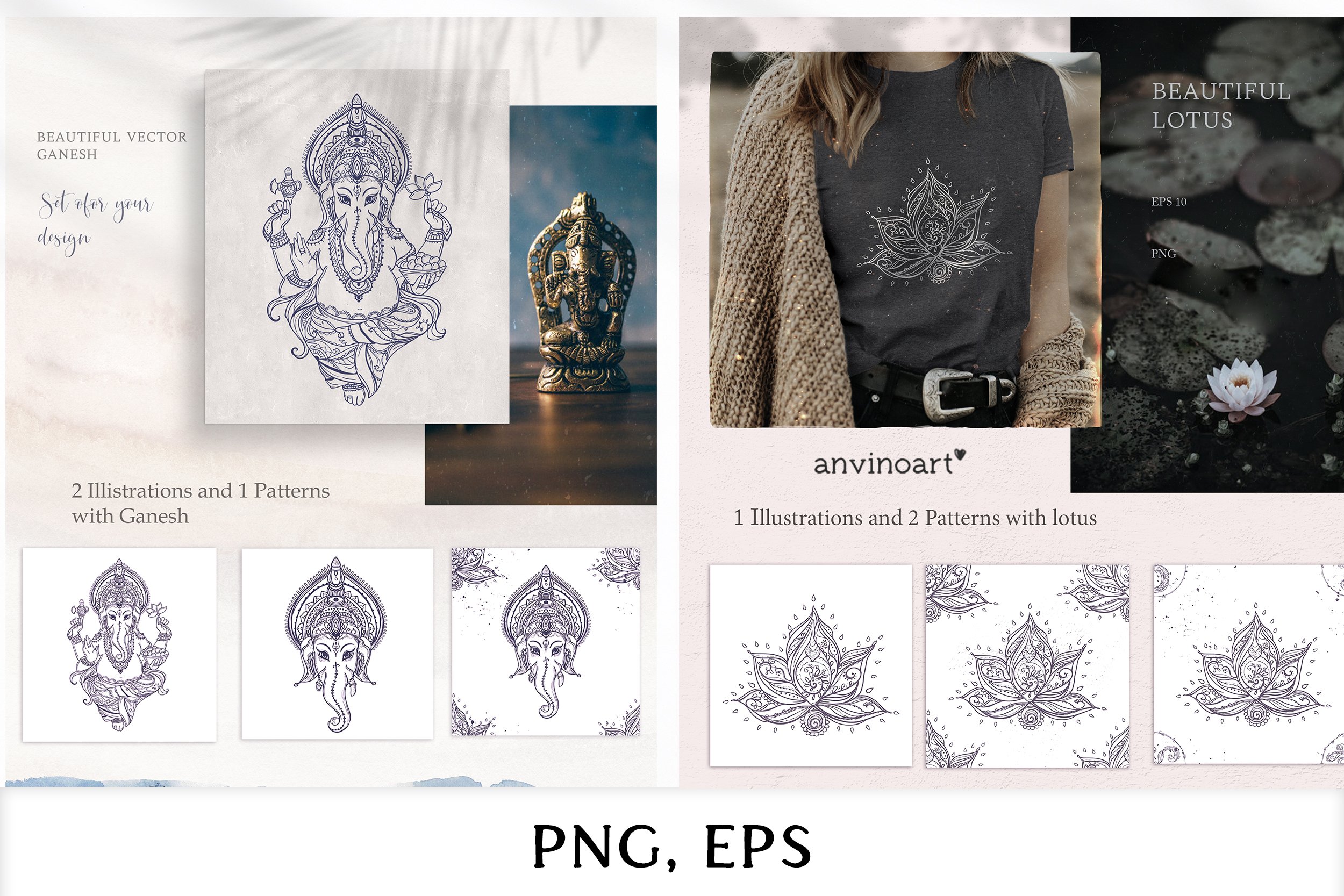 Yoga Bundle, India symbols, Yoga clipart, meditation art view 2