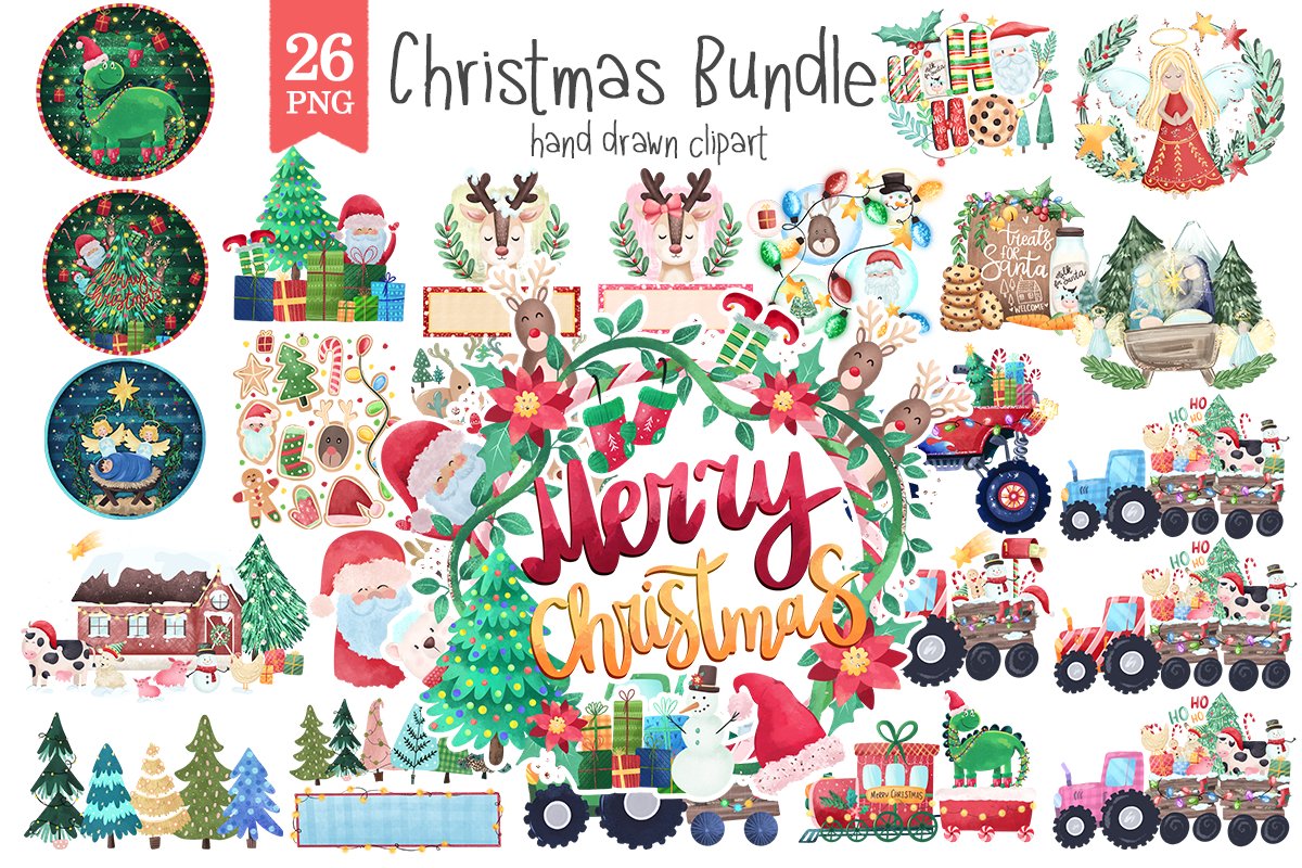Christmas PNG clipart, Christmas sublimation designs Bundle