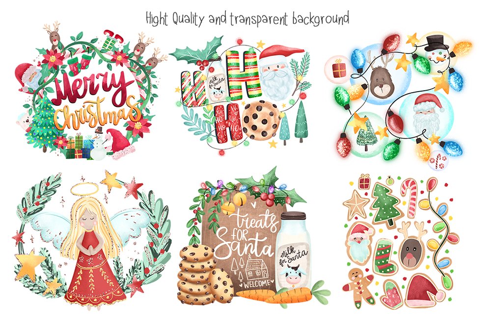 Christmas PNG clipart, Christmas sublimation designs Bundle view 2