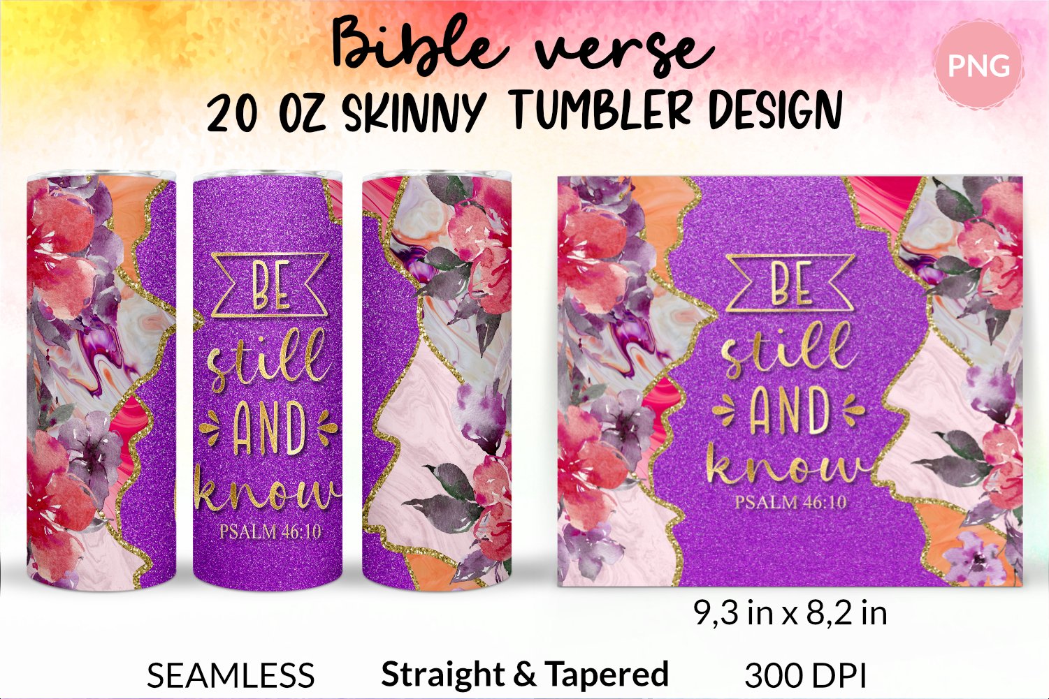 Christian Tumbler Bundle Bible Verse Sublimation Wraps Png view 2