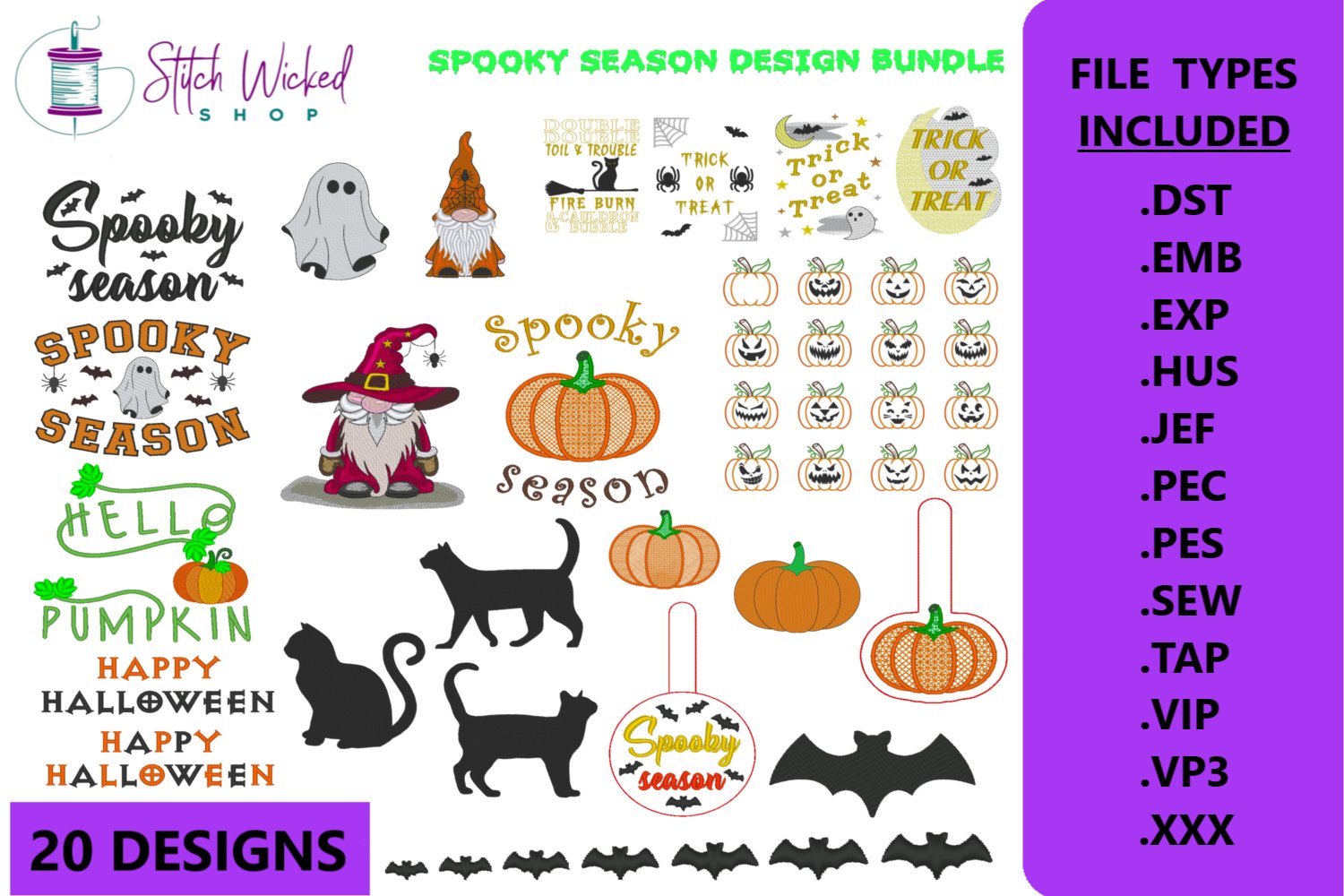 Spooky Season Halloween Embroidery Design Bundle