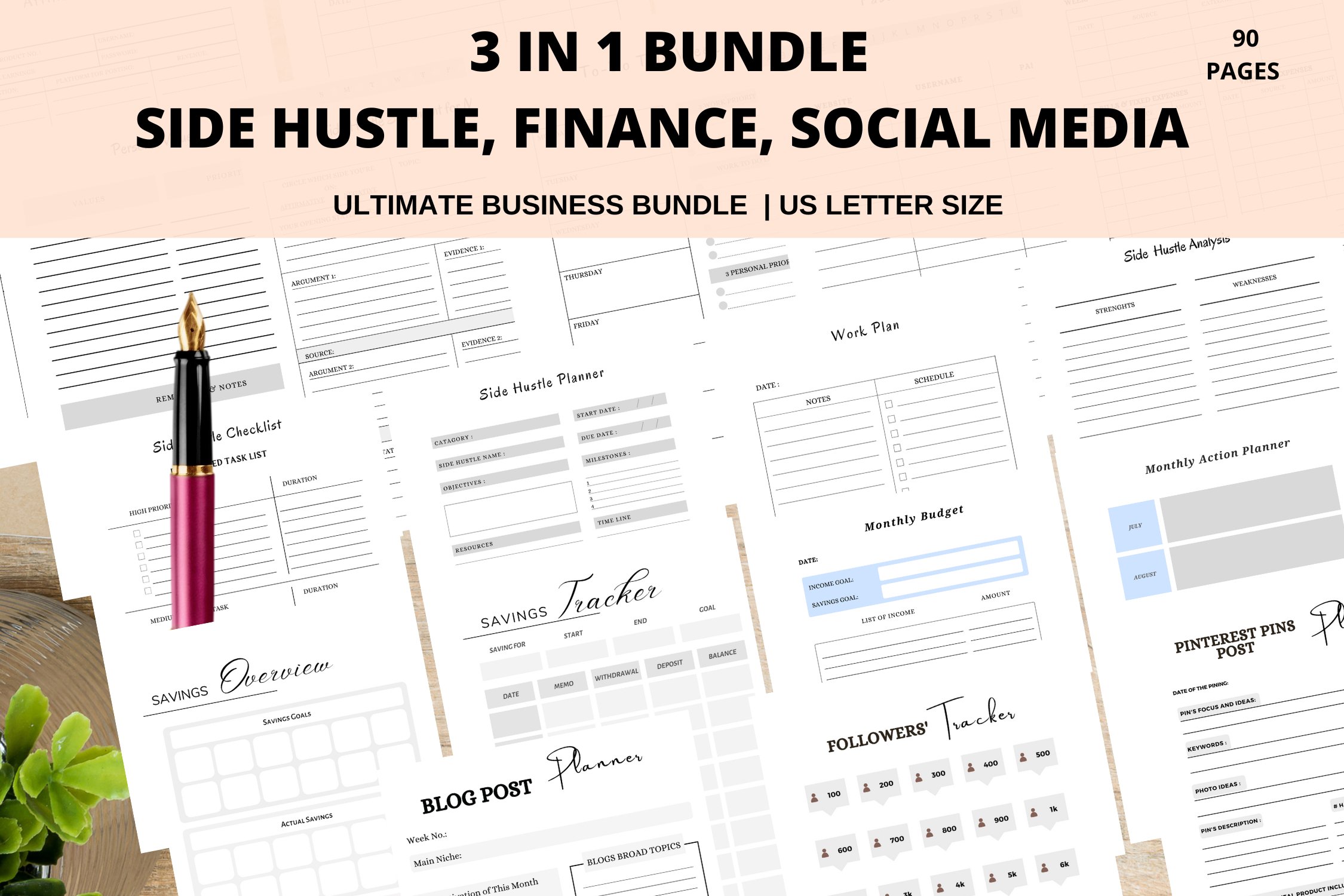 The Best Side Hustle with Social Media Printable Planner