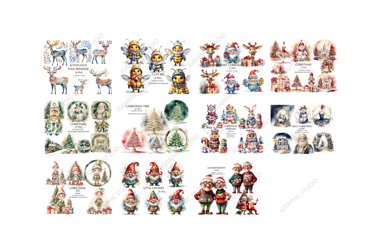 Christmas Mega Bundle, Xmas Clipart, Winter Clipart Bundle view 2