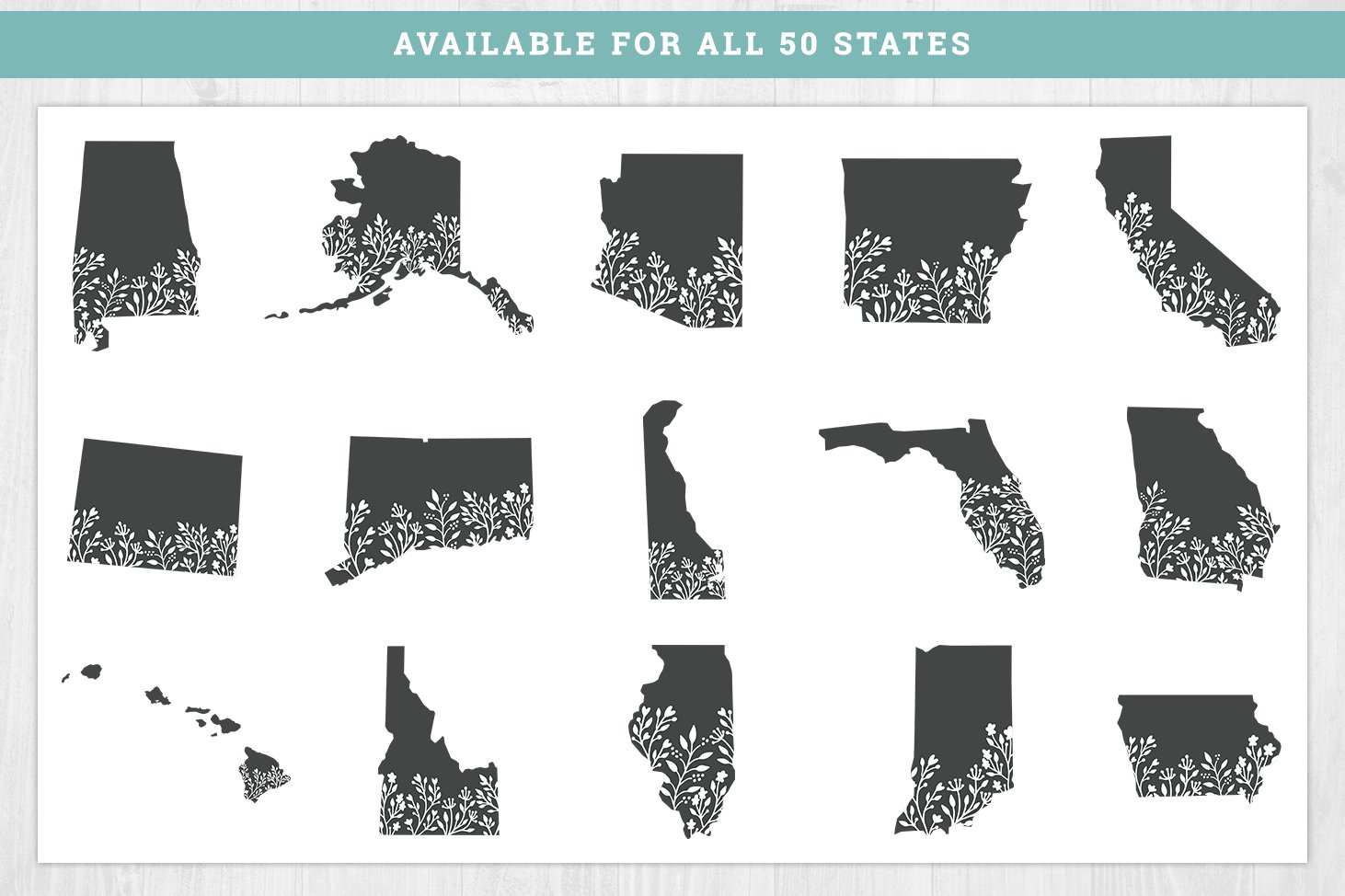 50 Floral States SVG Bundle view 2