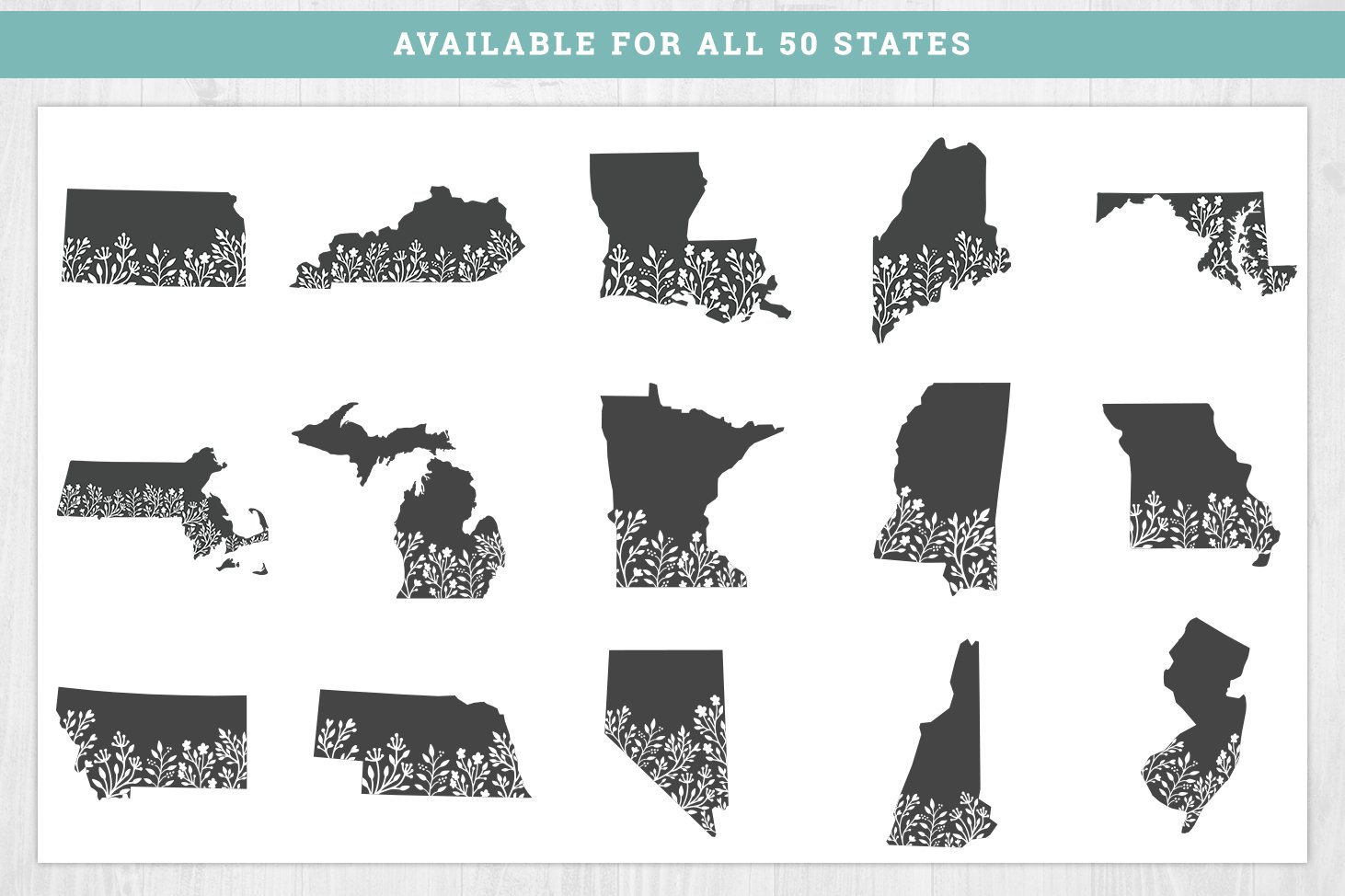 50 Floral States SVG Bundle view 3
