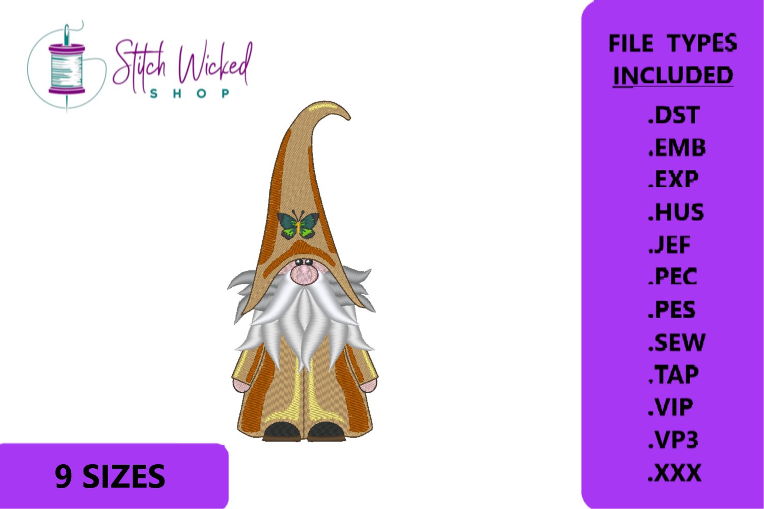 Gnome Machine Embroidery Design Bundle, 20 Designs, 9 Sizes view 3