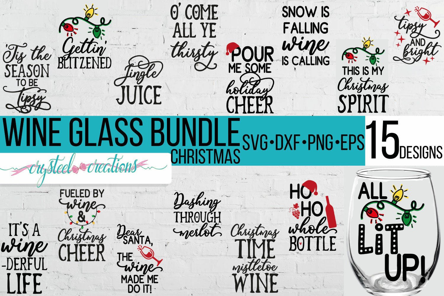 Huge Wine Glass Bundle SVG, DXF, PNG, EPS view 3