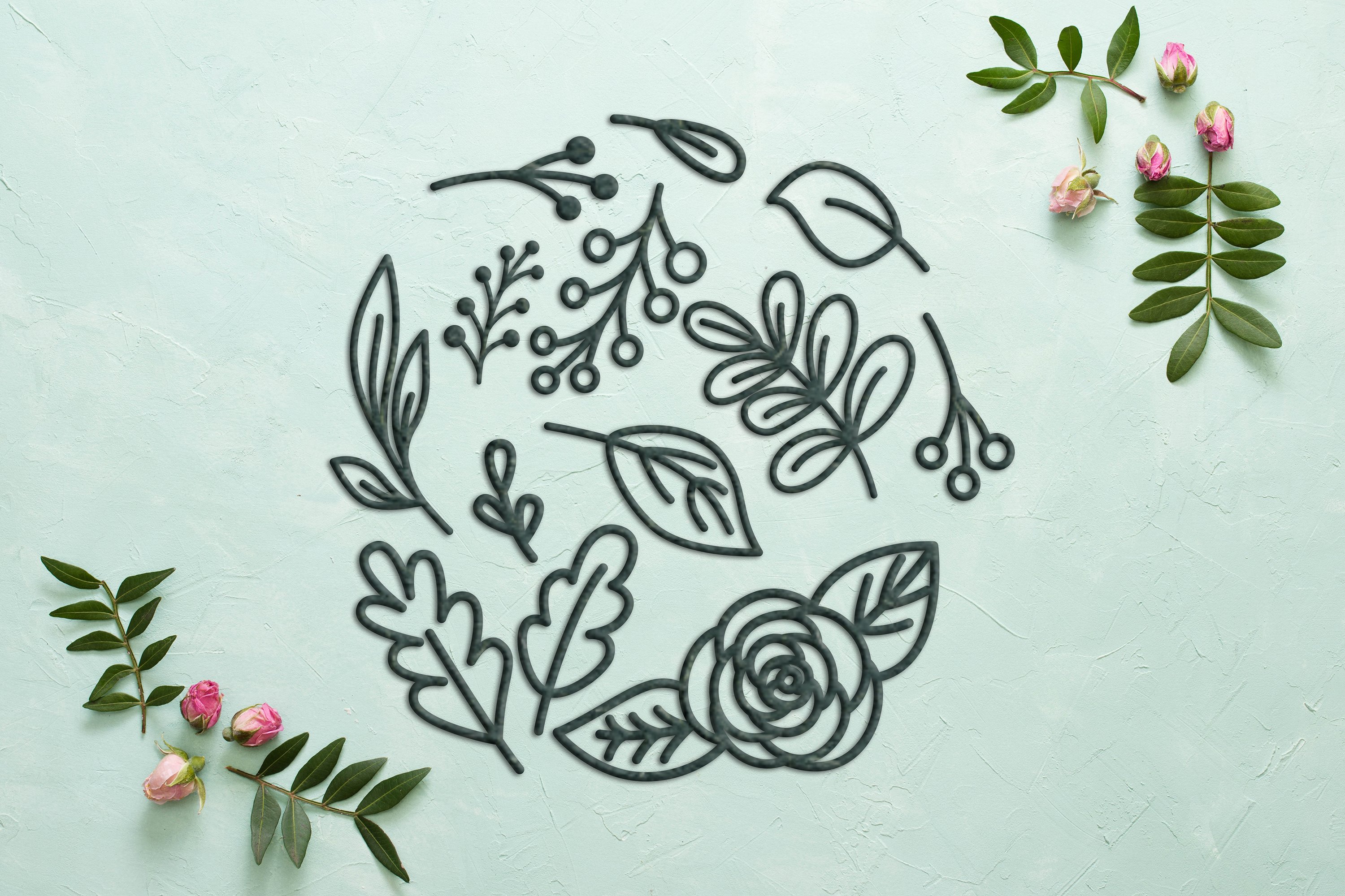 SVG Set of botanical wildflowers for laser cutting, Cricut. view 3